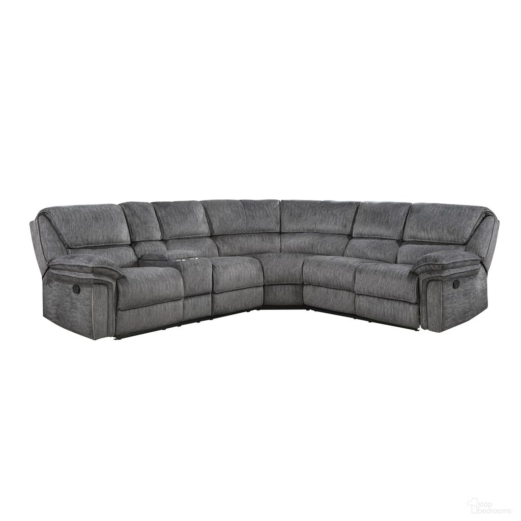 The appearance of Muirfield 3-Piece Reclining Sectional with Left Console In Gray designed by Homelegance in the modern / contemporary interior design. This gray piece of furniture  was selected by 1StopBedrooms from Muirfield Collection to add a touch of cosiness and style into your home. Sku: 9913-2LCN;9913-CR;9913-2R. Material: Microfiber. Layout: L-Shape.