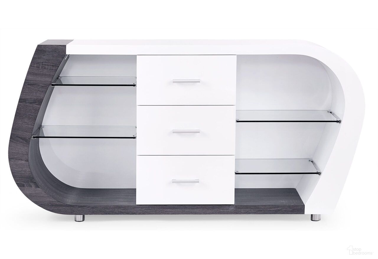 The appearance of Multi Tone Buffet with 3 Drawers In White and Grey designed by Homeroots in the transitional interior design. This white and grey piece of furniture  was selected by 1StopBedrooms from  to add a touch of cosiness and style into your home. Sku: 383917. Material: Wood.