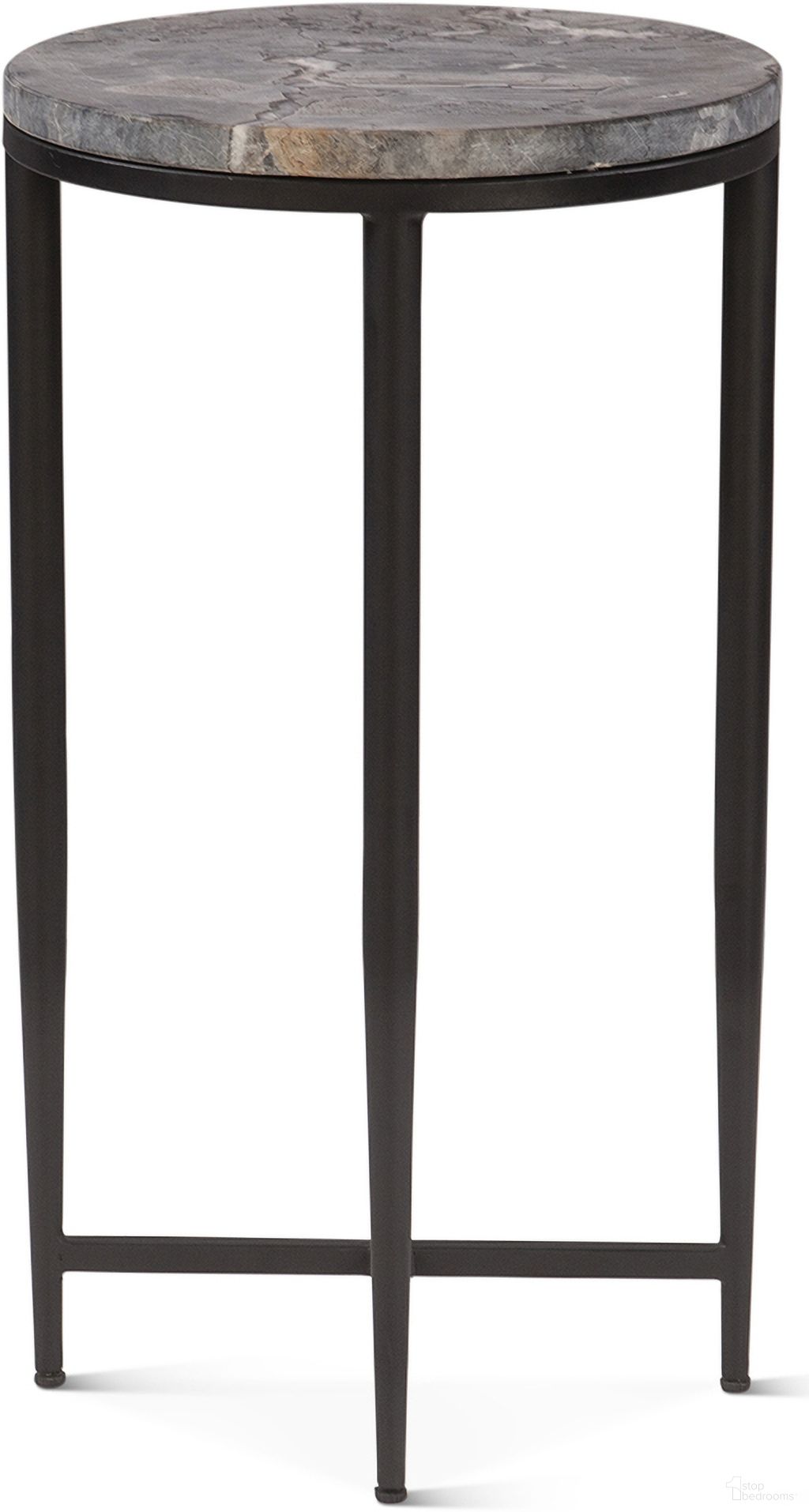 The appearance of Mumbai 17 Inch Side Table In Grey Septarian with Iron Base designed by Home Trends and Design in the modern / contemporary interior design. This grey piece of furniture  was selected by 1StopBedrooms from Mumbai Collection to add a touch of cosiness and style into your home. Sku: ZWMUMST17GS. Material: Septarian Stone.