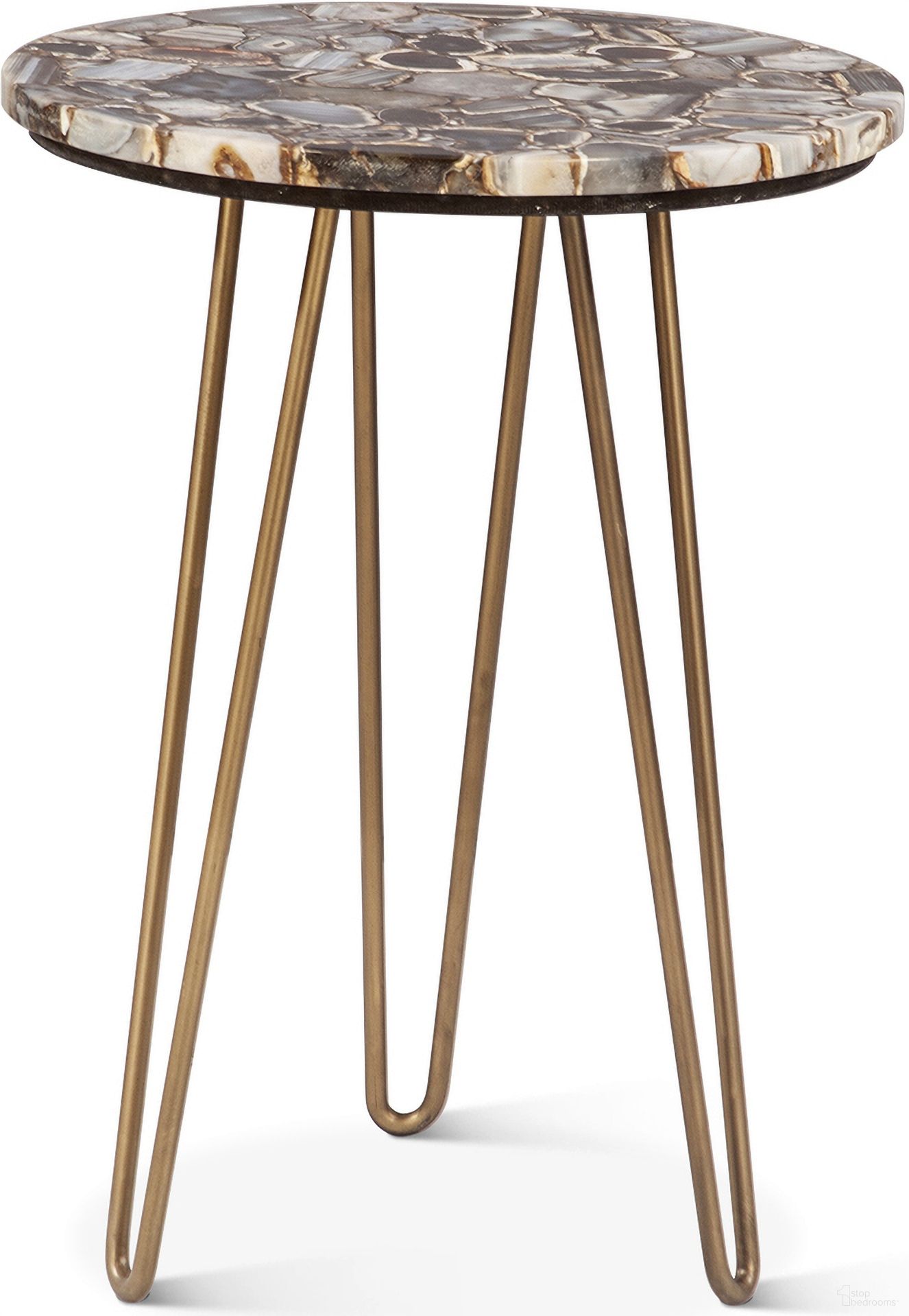 The appearance of Mumbai 17 Inch Side Table In Stone Agate with Iron Base designed by Home Trends and Design in the modern / contemporary interior design. This stone piece of furniture  was selected by 1StopBedrooms from Mumbai Collection to add a touch of cosiness and style into your home. Sku: ZWMUMST17AGB. Material: Agate.