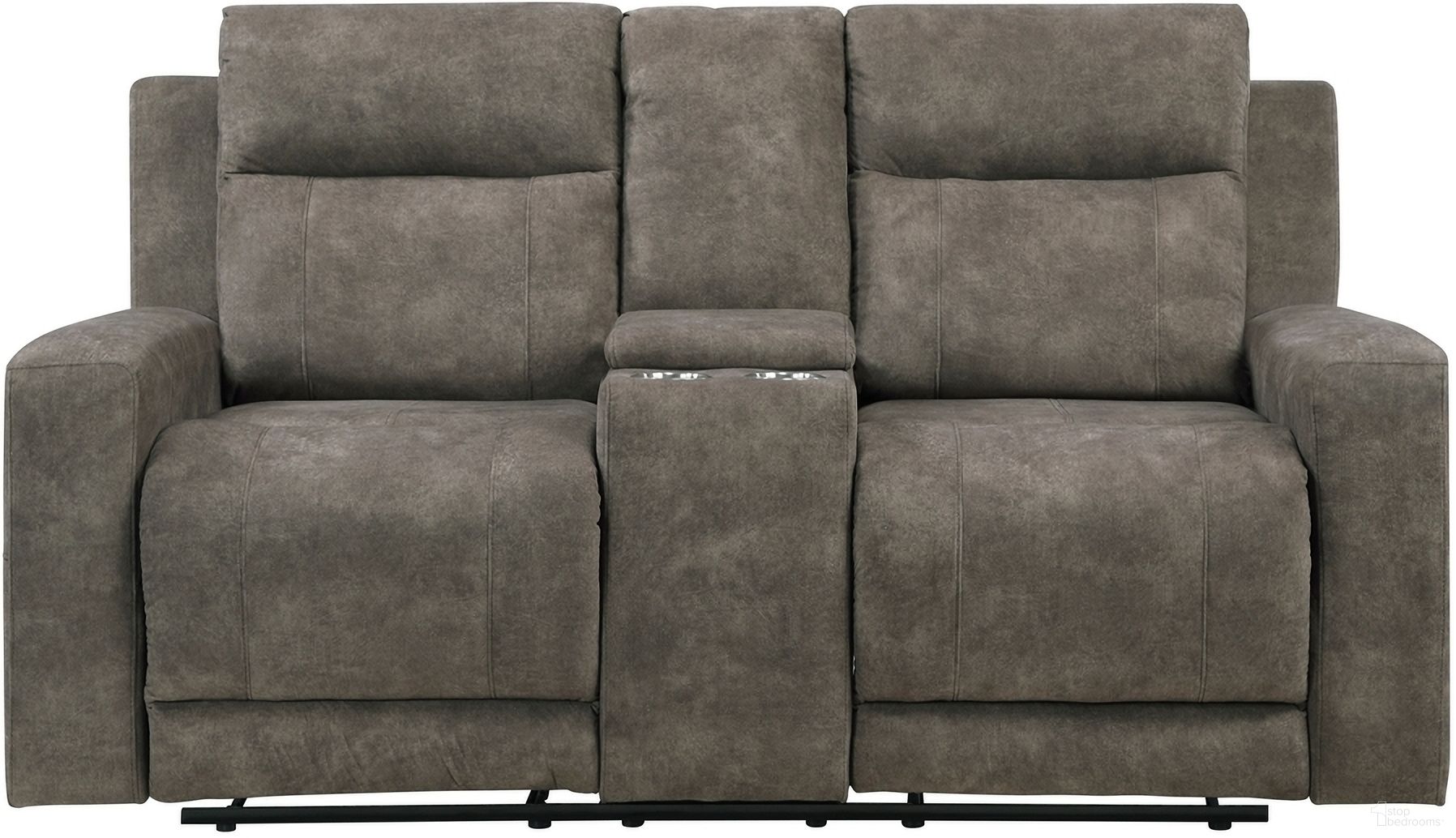 The appearance of Muncie Double Reclining Loveseat with Center Console In Gray designed by Homelegance in the modern / contemporary interior design. This gray piece of furniture was selected by 1StopBedrooms from Muncie Collection to add a touch of cosiness and style into your home. Sku: 9635BR-2. Material: Microfiber / Microsuede.
