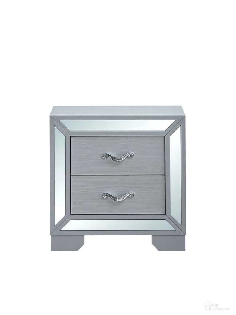 The appearance of Murry Nightstand in Silver designed by Glory in the modern / contemporary interior design. This silver piece of furniture was selected by 1StopBedrooms from Murry Collection to add a touch of cosiness and style into your home. Sku: G004800-N. Material: Wood.