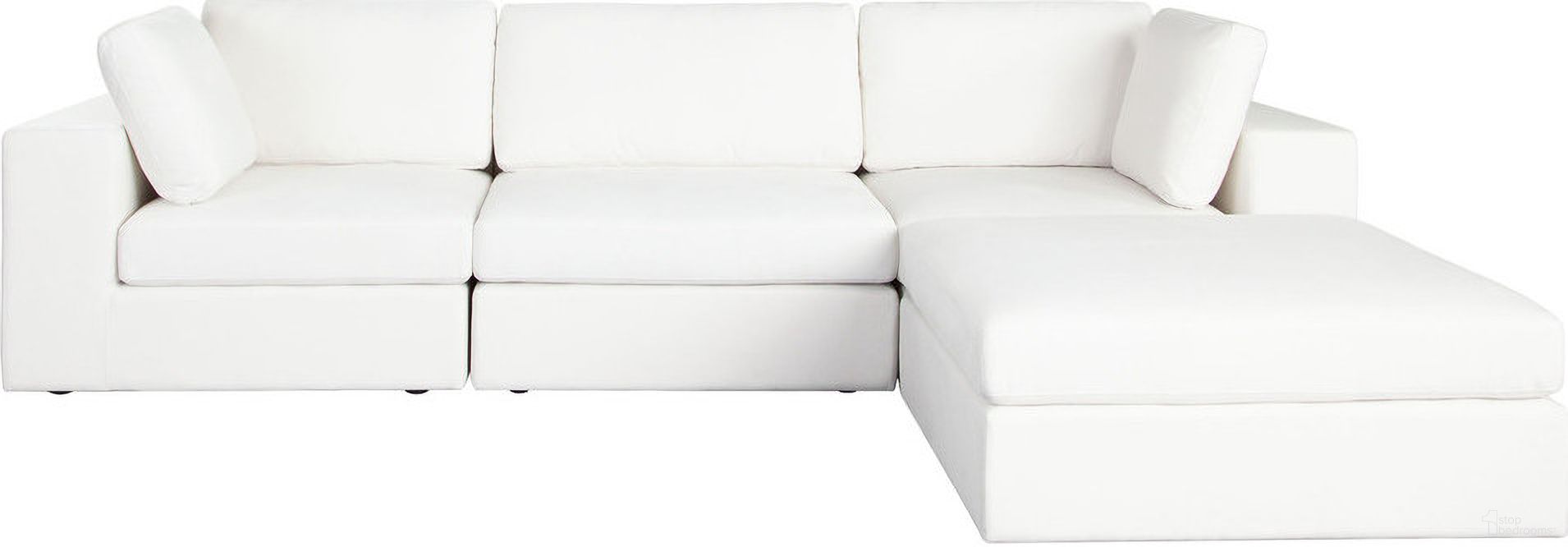 Muse 4Pc Modular Reversible Chaise Sectional In Mist White Performance Fabric