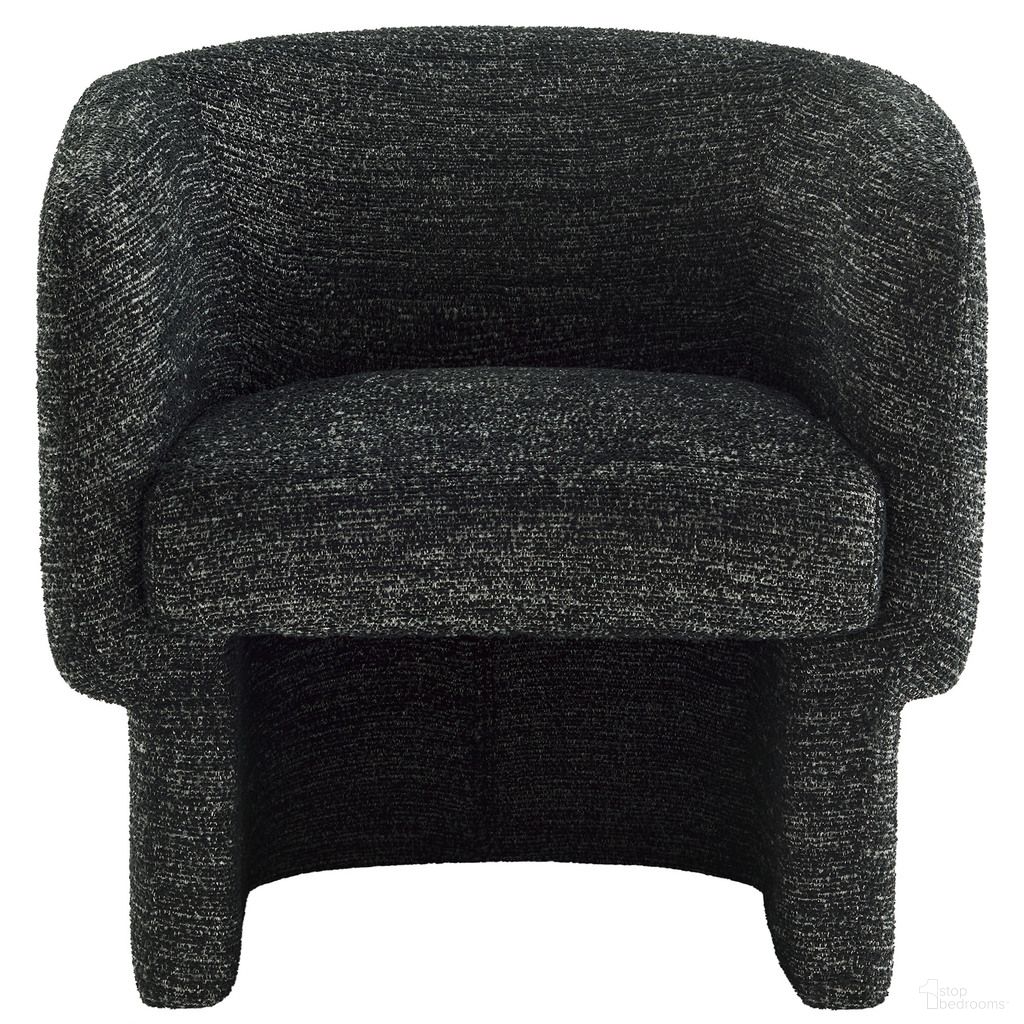 Muse Boucle Fabric Barrel Accent Chair In Charcoal