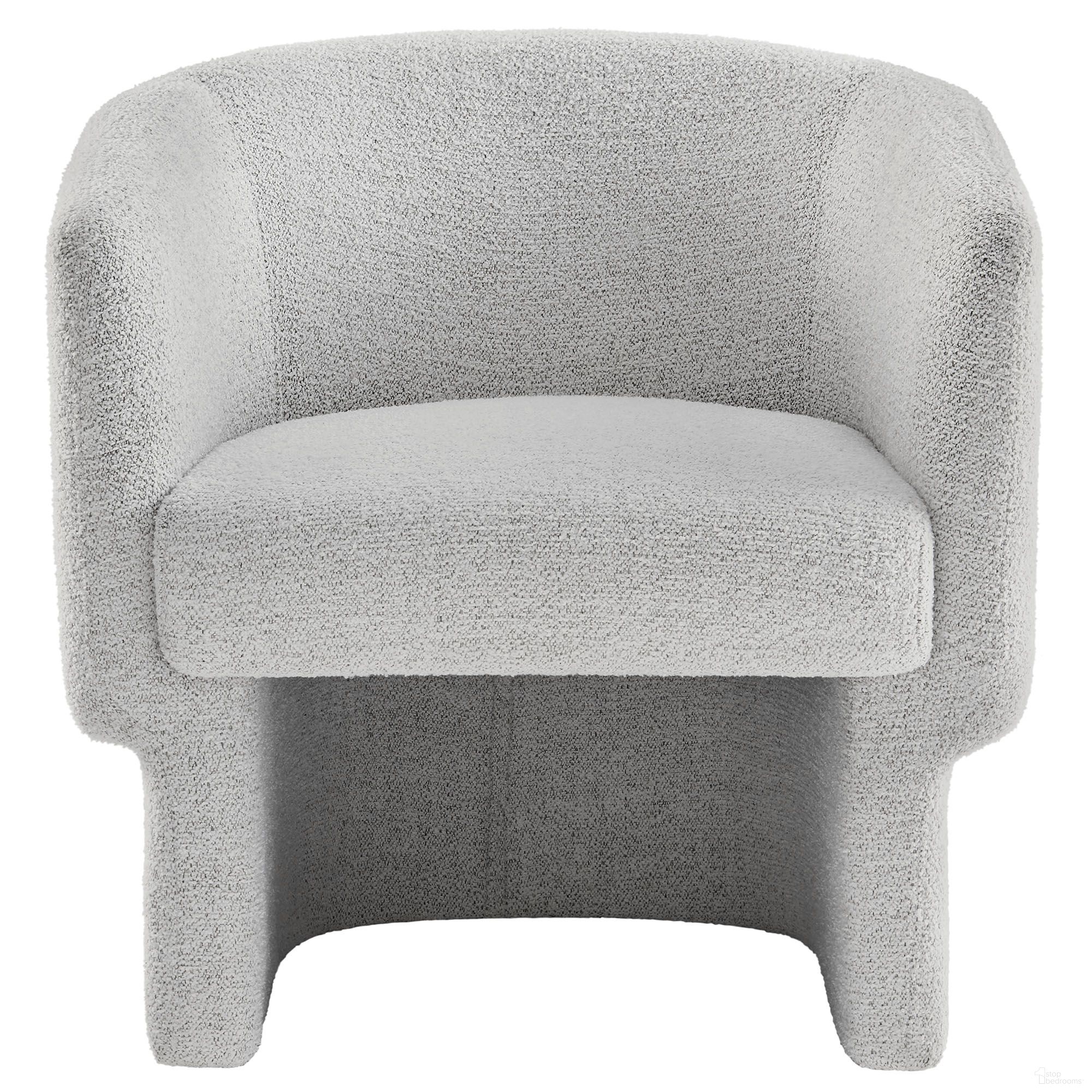 Muse Boucle Fabric Barrel Accent Chair In Newsprint