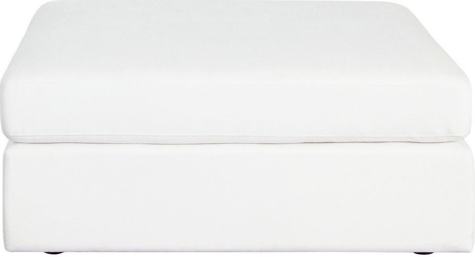 The appearance of Muse Ottoman In Mist White Performance Fabric designed by Diamond Sofa in the modern / contemporary interior design. This white piece of furniture  was selected by 1StopBedrooms from Muse Collection to add a touch of cosiness and style into your home. Sku: MUSEOTWH. Material: Fabric.