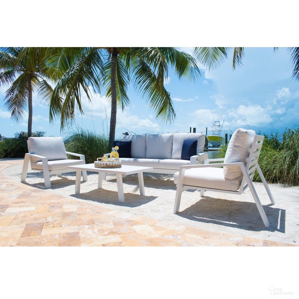 The appearance of Mykonos 3-Piece Chaise Lounge In White designed by Pelican Reef in the modern / contemporary interior design. This white piece of furniture  was selected by 1StopBedrooms from Mykonos Collection to add a touch of cosiness and style into your home. Sku: PJO-2401-WHT-3CL-GL. Material: Aluminum.