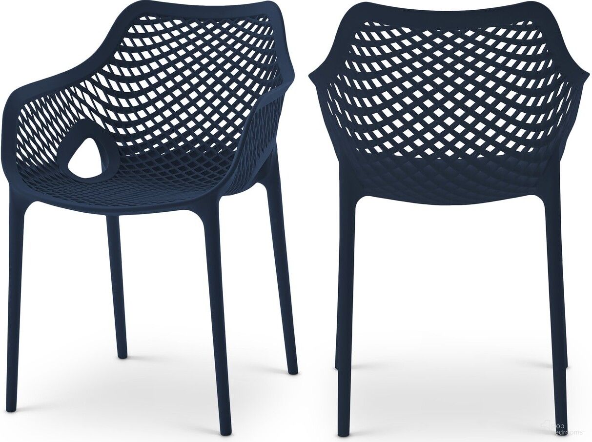 Mykonos Outdoor Patio Dining Arm Chair Set of 4 In Navy