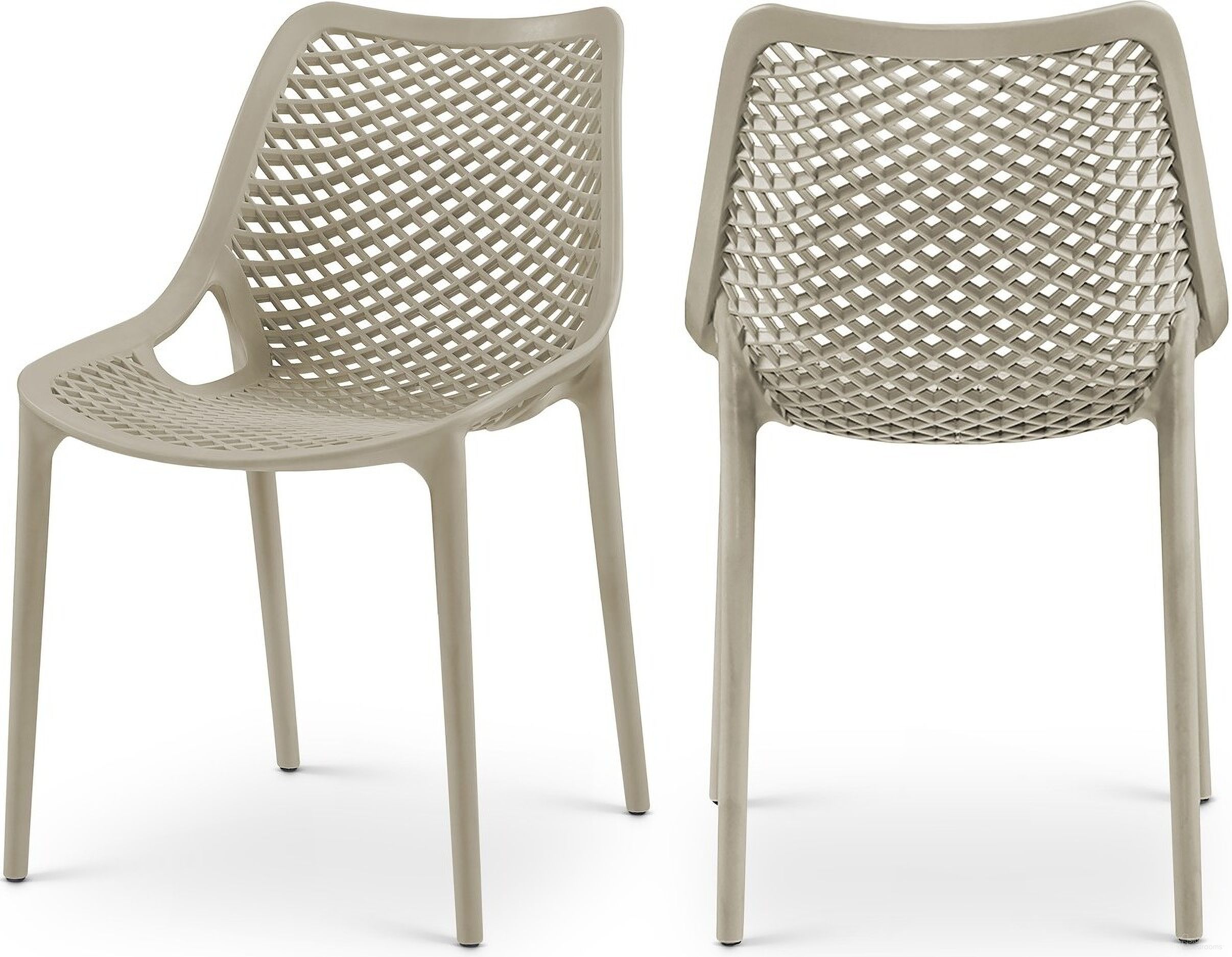 Mykonos Outdoor Patio Dining Side Chair Set of 4 In Taupe