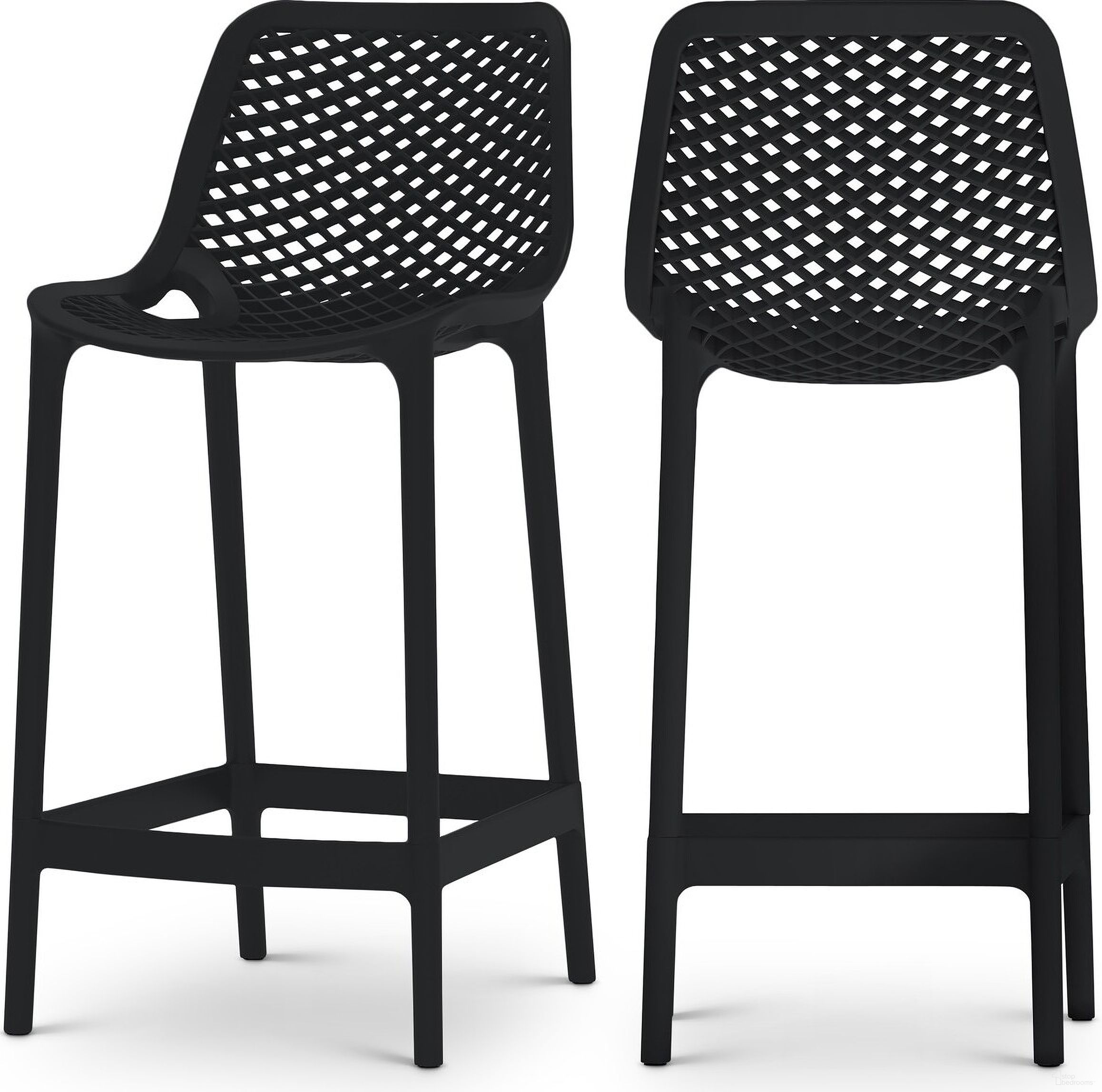 The appearance of Mykonos Outdoor Patio Stool Set of 4 In Black designed by Meridian in the modern / contemporary interior design. This black piece of furniture was selected by 1StopBedrooms from Mykonos Collection to add a touch of cosiness and style into your home. Sku: 330Black. Material: Polypropylene.