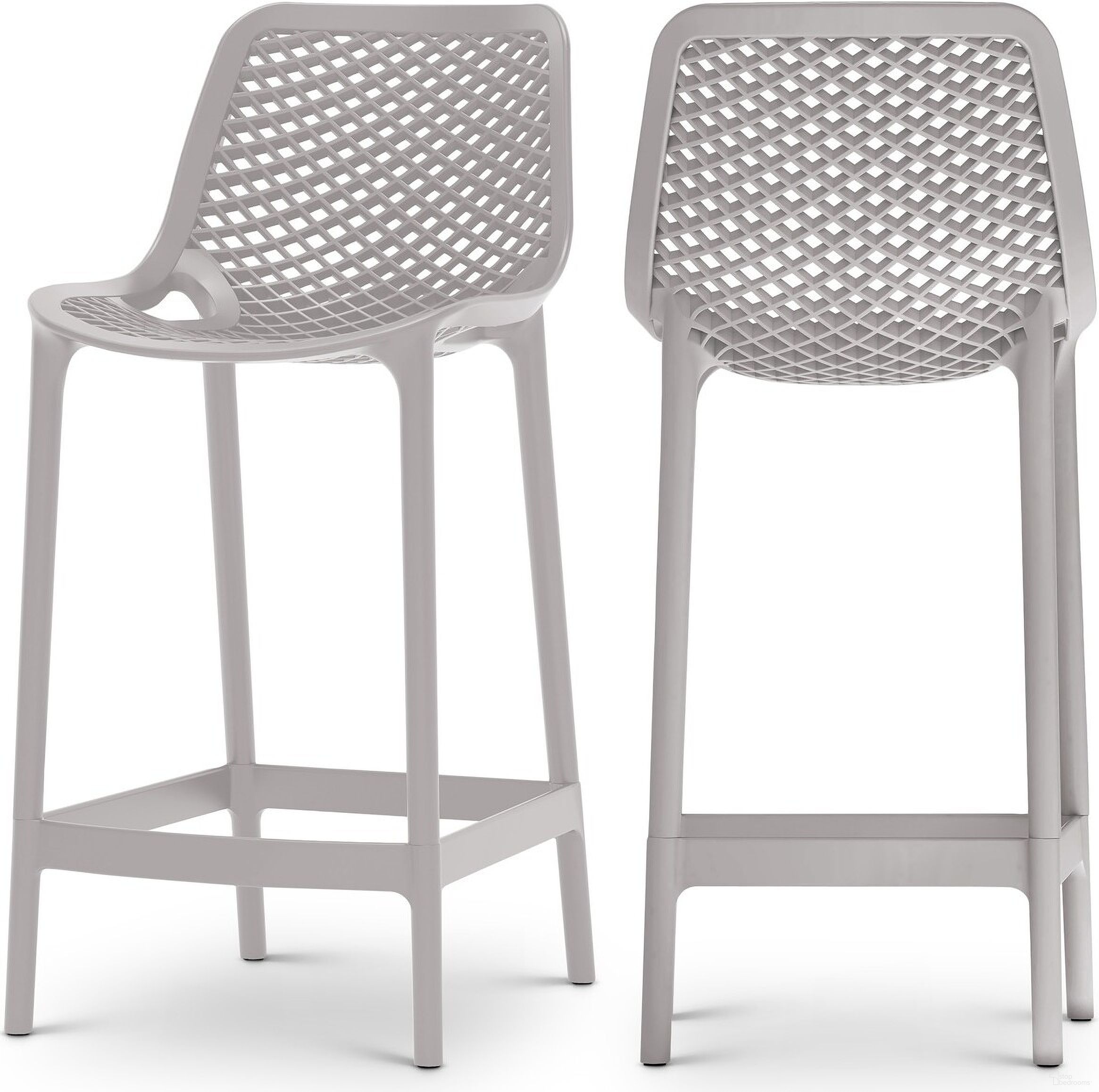 The appearance of Mykonos Outdoor Patio Stool Set of 4 In Grey designed by Meridian in the modern / contemporary interior design. This grey piece of furniture was selected by 1StopBedrooms from Mykonos Collection to add a touch of cosiness and style into your home. Sku: 330Grey. Material: Polypropylene.