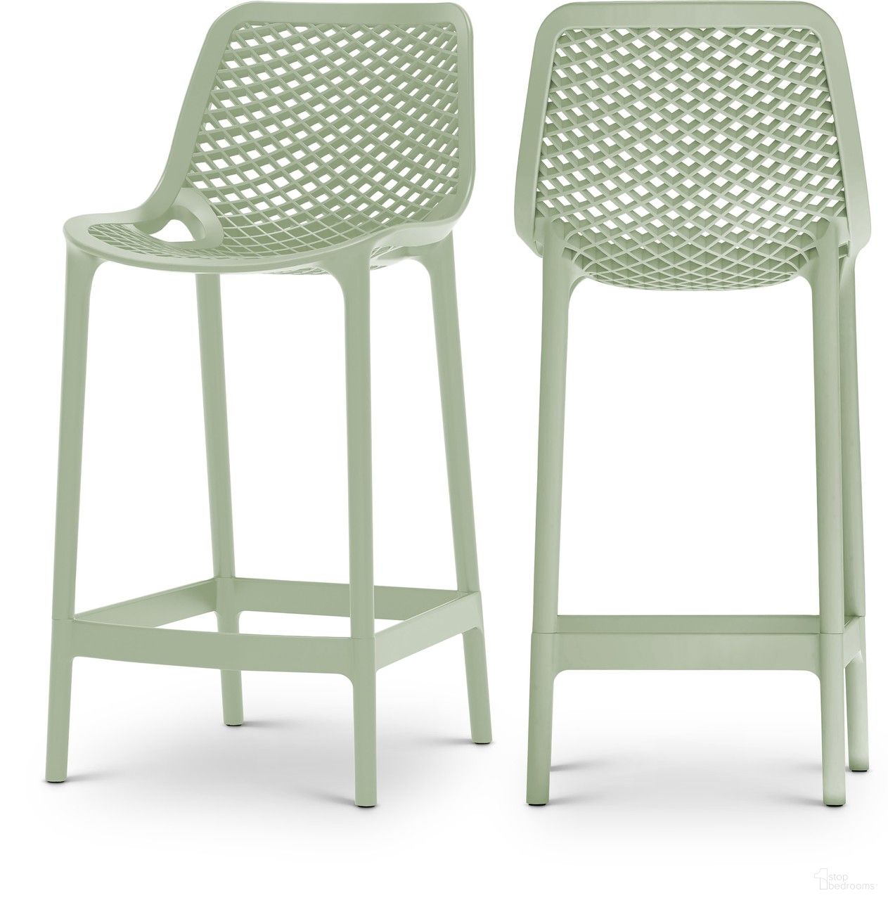 The appearance of Mykonos Outdoor Patio Stool Set of 4 In Mint designed by Meridian in the modern / contemporary interior design. This mint piece of furniture was selected by 1StopBedrooms from Mykonos Collection to add a touch of cosiness and style into your home. Sku: 330Mint. Material: Polypropylene.