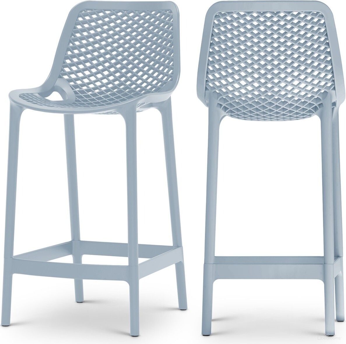 The appearance of Mykonos Outdoor Patio Stool Set of 4 In Sky Blue designed by Meridian in the modern / contemporary interior design. This sky blue piece of furniture was selected by 1StopBedrooms from Mykonos Collection to add a touch of cosiness and style into your home. Sku: 330SkyBlue. Material: Polypropylene.