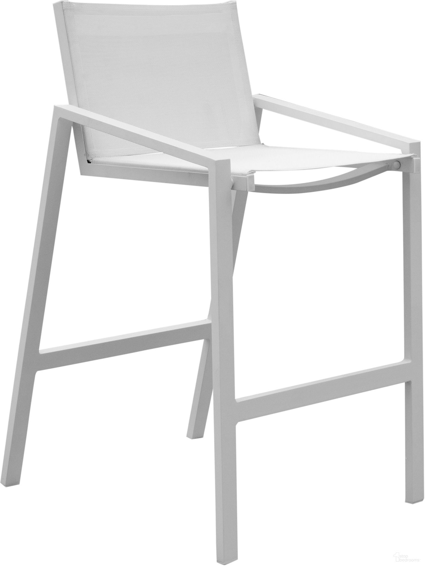 The appearance of Mykonos Stackable Barstool In White designed by Pelican Reef in the modern / contemporary interior design. This white piece of furniture  was selected by 1StopBedrooms from Mykonos Collection to add a touch of cosiness and style into your home. Sku: PJO-2401-WHT-BS. Material: Aluminum.