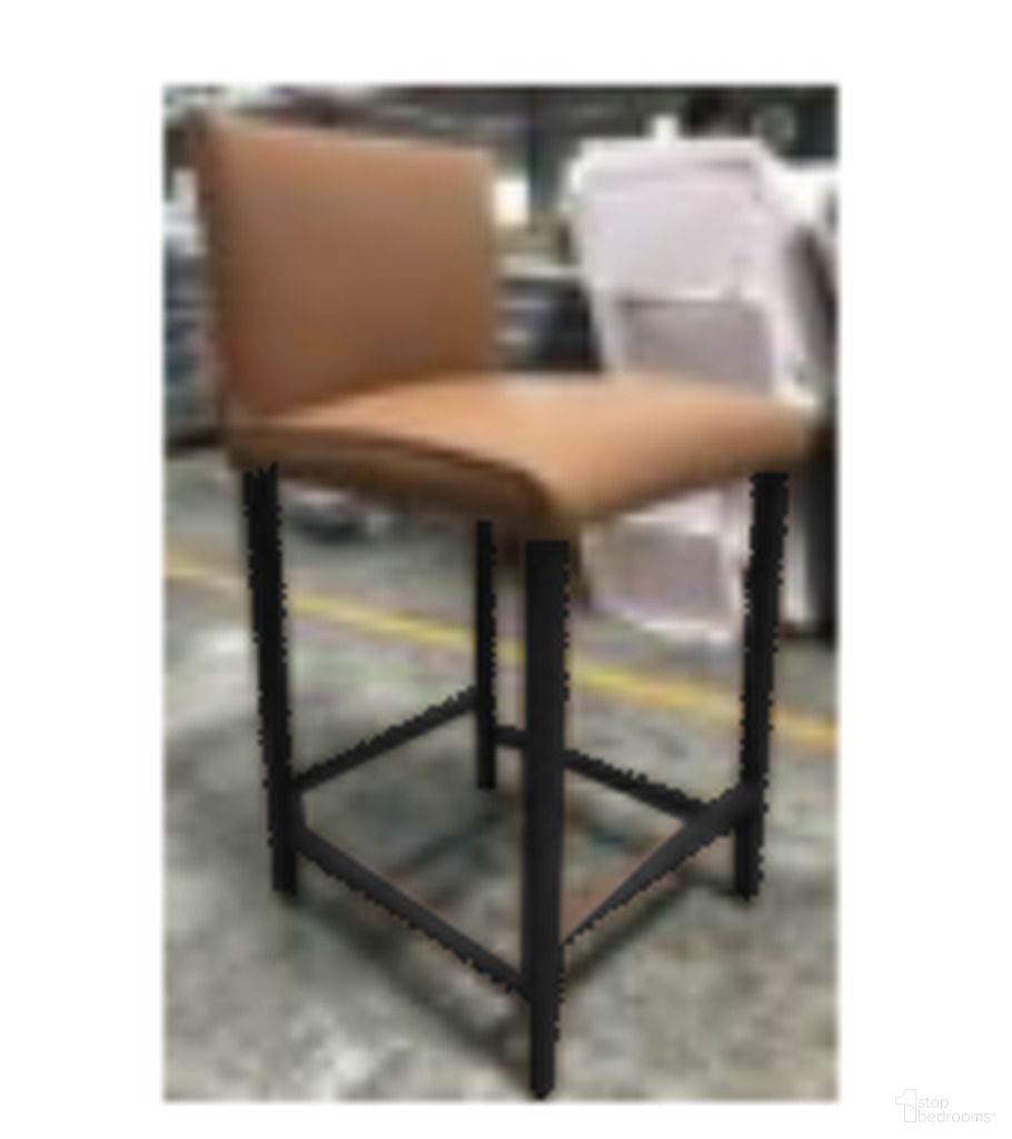The appearance of Myles Counter Stool Black Rubberwood Legs In Cognac designed by Mobital in the modern / contemporary interior design. This cognac piece of furniture  was selected by 1StopBedrooms from Myles Collection to add a touch of cosiness and style into your home. Sku: DCS-MYLE-COGN-BLACW. Material: Leather.