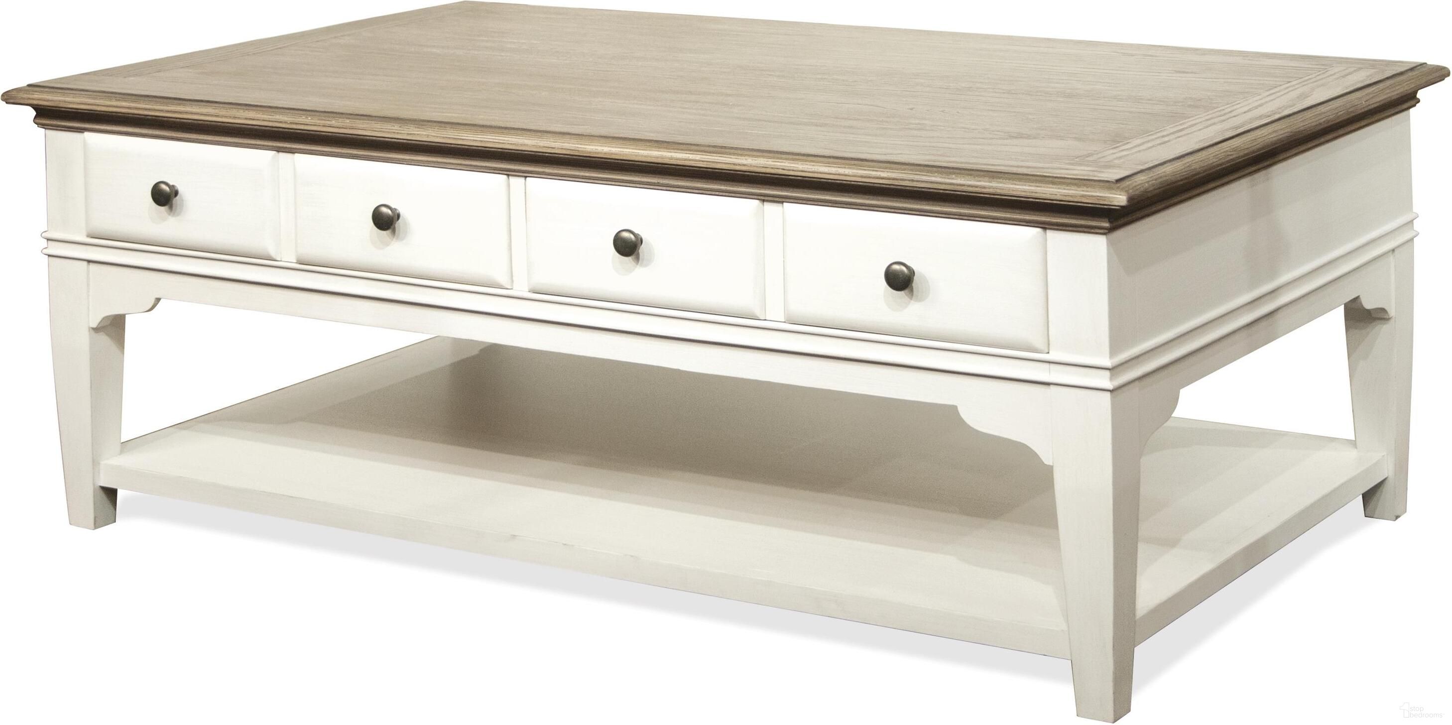 The appearance of Myra Natural And Paperwhite Leg Cocktail Table designed by Riverside Furniture in the transitional interior design. This white and brown piece of furniture  was selected by 1StopBedrooms from Myra Collection to add a touch of cosiness and style into your home. Sku: 59501. Material: Wood.