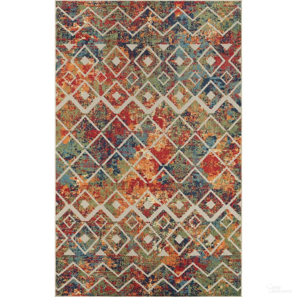 Myrta 2' x 3' Ox Bay Geometric Hi-Low Indoor/Outdoor Area Rug In Red and Multicolor