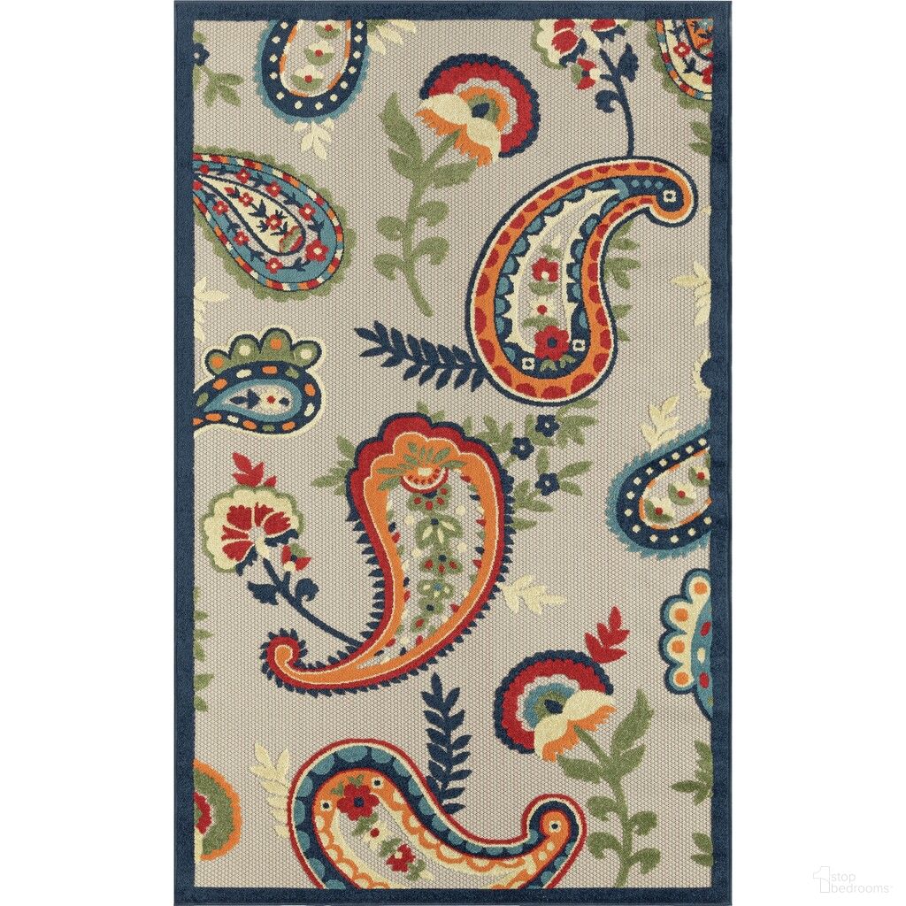 Myrta 3'6" x 5'6" Bruni Paisley High-Low Indoor/Outdoor Area Rug In Multi and Beige