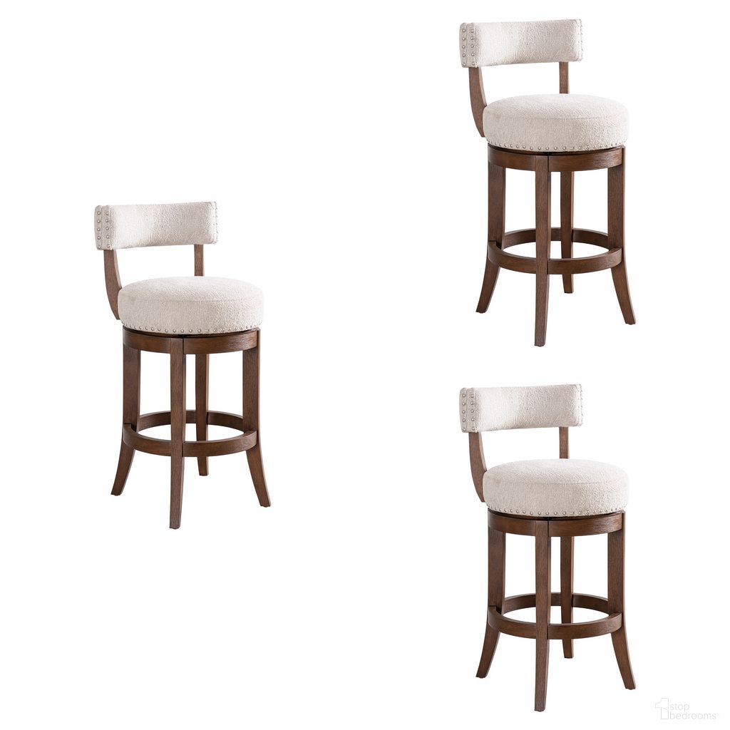 Mystic 26 Inch Counter Height Swivel Barstool Set of 3 In Ancient Stone and Brown