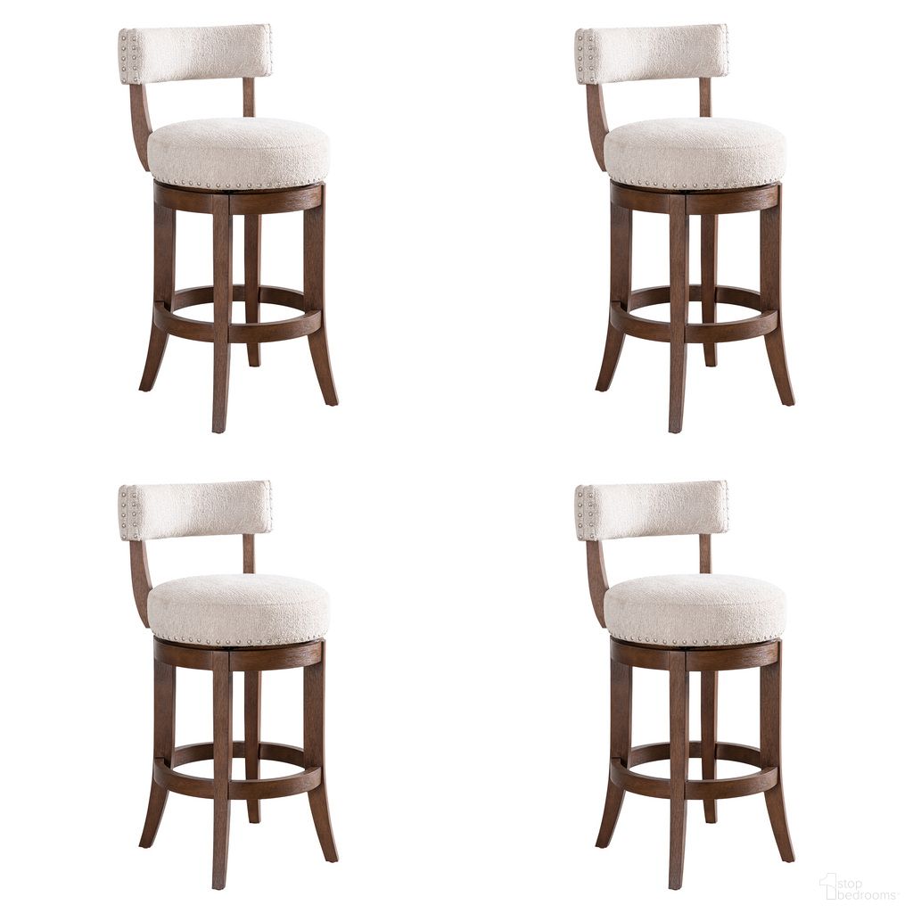 Mystic 26 Inch Counter Height Swivel Barstool Set of 4 In Ancient Stone and Brown