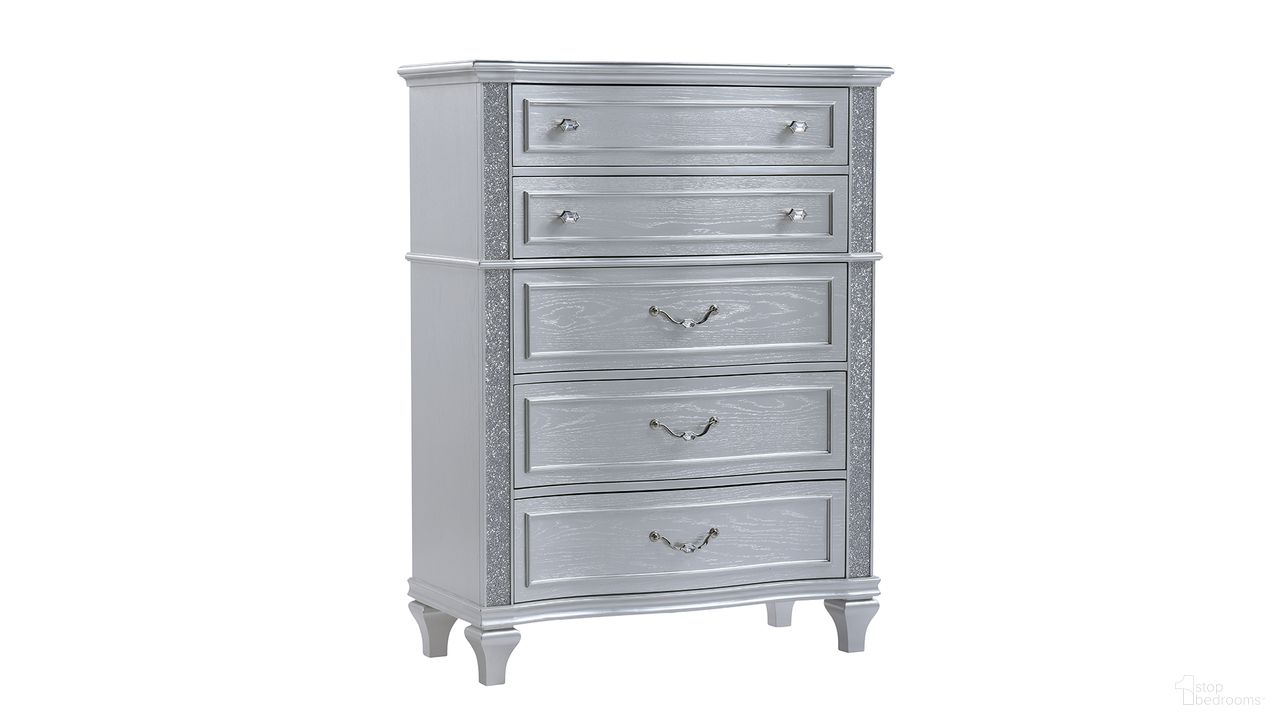 The appearance of Mystic Chest In Silver designed by Galaxy Home Furnishings in the modern / contemporary interior design. This silver piece of furniture was selected by 1StopBedrooms from Mystic Collection to add a touch of cosiness and style into your home. Sku: 601955557221. Material: Solid Wood.