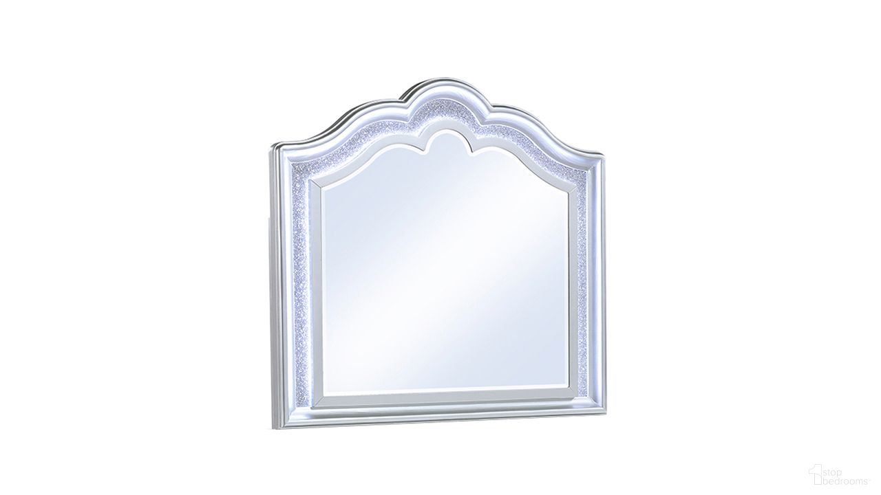 The appearance of Mystic Mirror In Silver designed by Galaxy Home Furnishings in the modern / contemporary interior design. This silver piece of furniture was selected by 1StopBedrooms from Mystic Collection to add a touch of cosiness and style into your home. Sku: 601955557207. Material: Solid Wood.