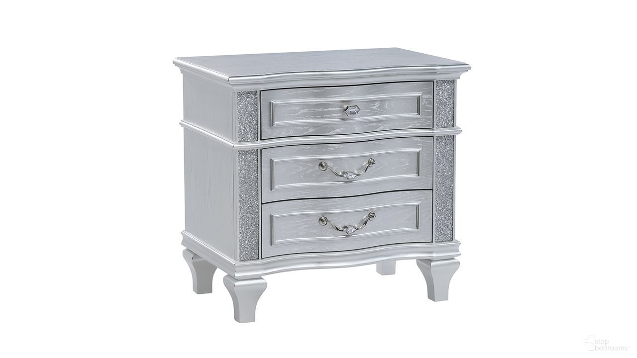The appearance of Mystic Nightstand In Silver designed by Galaxy Home Furnishings in the modern / contemporary interior design. This silver piece of furniture was selected by 1StopBedrooms from Mystic Collection to add a touch of cosiness and style into your home. Sku: 601955557214. Material: Solid Wood.