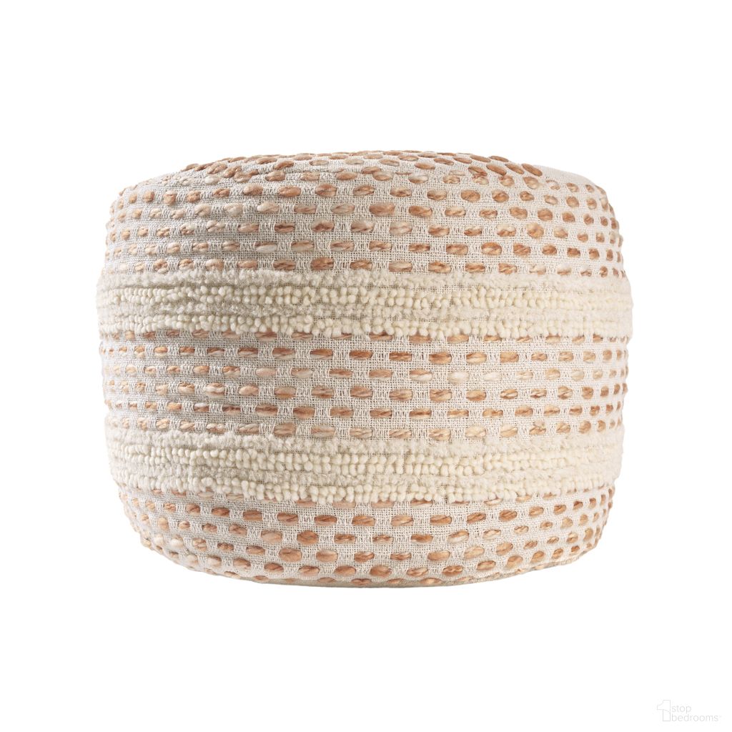 The appearance of Mystro Striped Ombre Flatweave Pouf In White and Adobe designed by Rajani Home in the country / farmhouse interior design. This white/adobe piece of furniture was selected by 1StopBedrooms from Bova Collection to add a touch of cosiness and style into your home. Sku: 8C640559G03048. Material: Cotton.