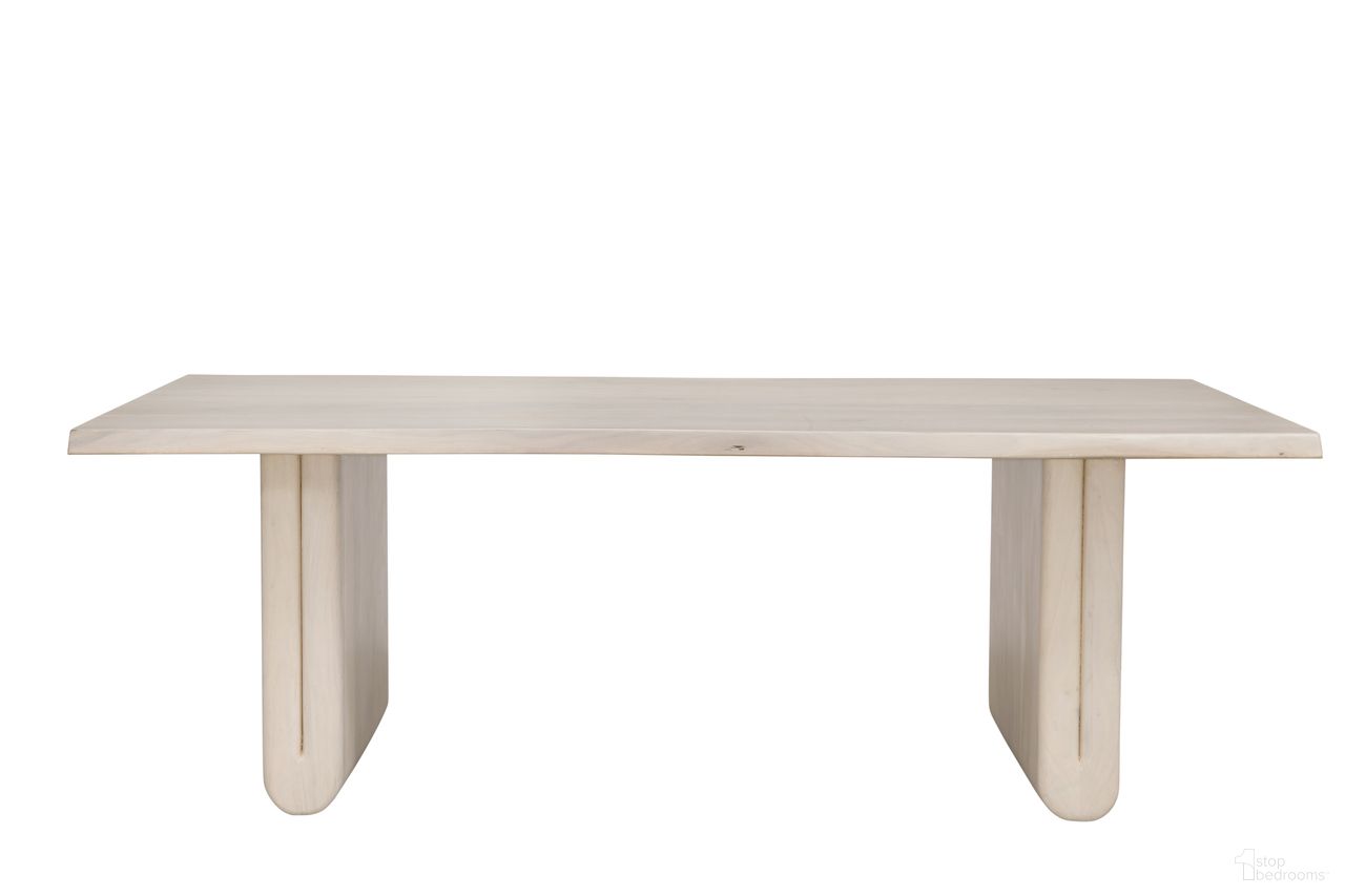 The appearance of Nadia Dining Table In White Wash designed by Bassett Mirror Company in the modern / contemporary interior design. This white wash piece of furniture  was selected by 1StopBedrooms from Nadia Collection to add a touch of cosiness and style into your home. Sku: 6002-DR-600B;6002-DR-600T. Table Base Style: Double Pedestal. Table Top Shape: Rectangular. Size: 40" x 88". Material: Mango Wood.