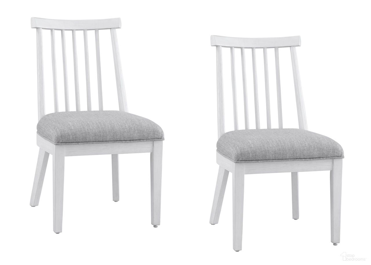 The appearance of Nadine Dining Chair Set of 2 In Bright White Oak and Brushed Nickel designed by Bassett Mirror Company in the coastal interior design. This white and brushed nickel piece of furniture  was selected by 1StopBedrooms from Nadine Collection to add a touch of cosiness and style into your home. Sku: 9436-DR-800-2. Material: Wood. Chair Type: Side Chair.