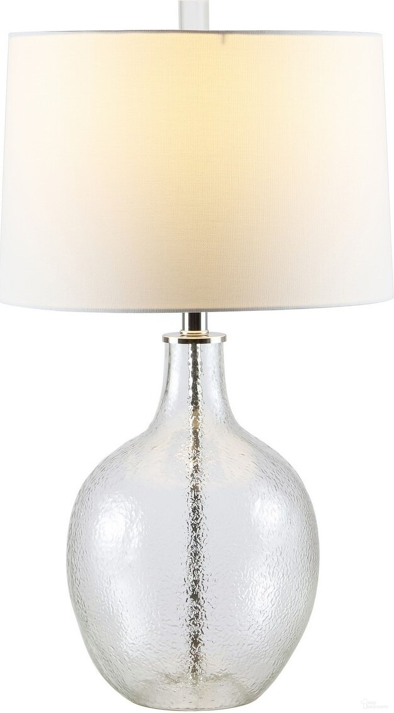 The appearance of Nadine Glass Table Lamp in Clear designed by Safavieh in the modern / contemporary interior design. This clear piece of furniture  was selected by 1StopBedrooms from Nadine Collection to add a touch of cosiness and style into your home. Sku: TBL4259A. Material: Glass.