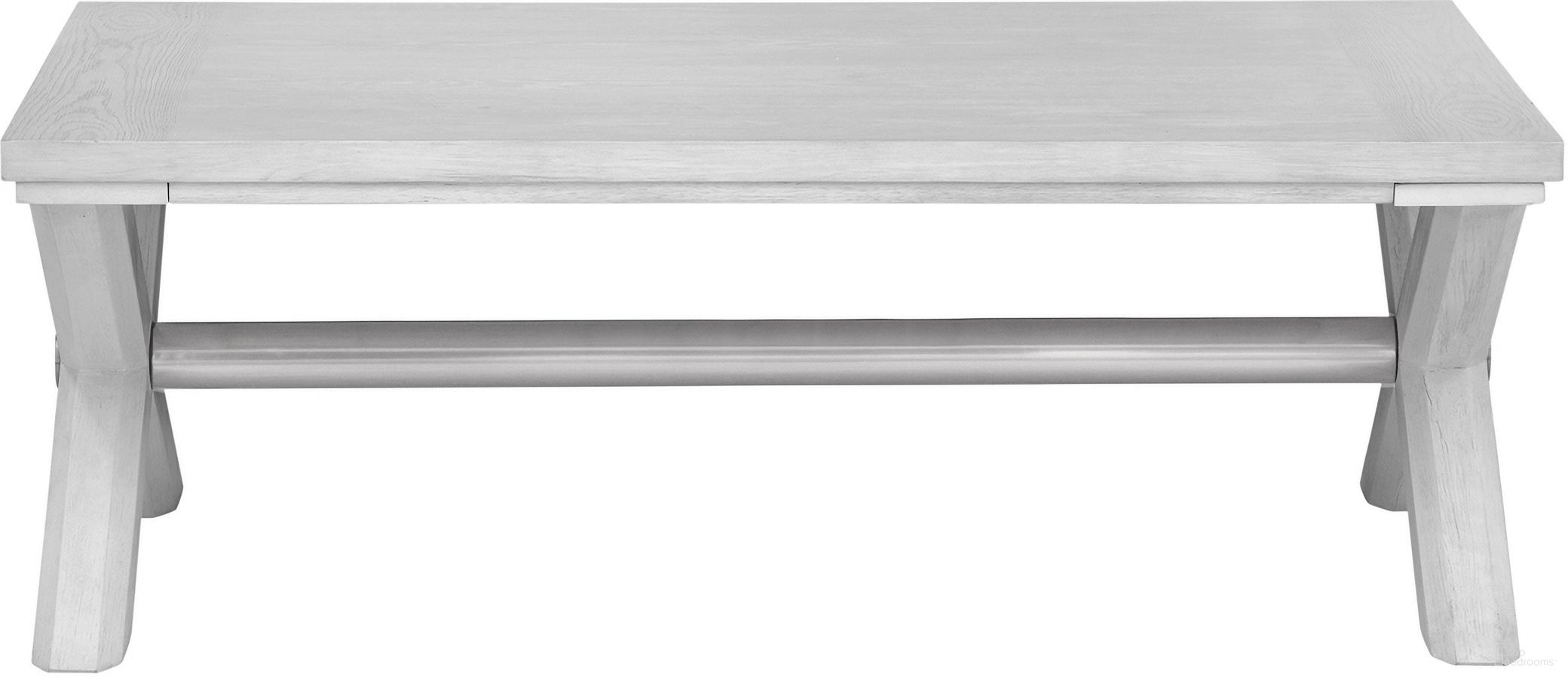 The appearance of Nadine Rectangle Cocktail Table In Bright White Oak and Brushed Nickel designed by Bassett Mirror Company in the coastal interior design. This white and brushed nickel piece of furniture  was selected by 1StopBedrooms from Nadine Collection to add a touch of cosiness and style into your home. Sku: 9436-LR-100. Material: Solid Wood.