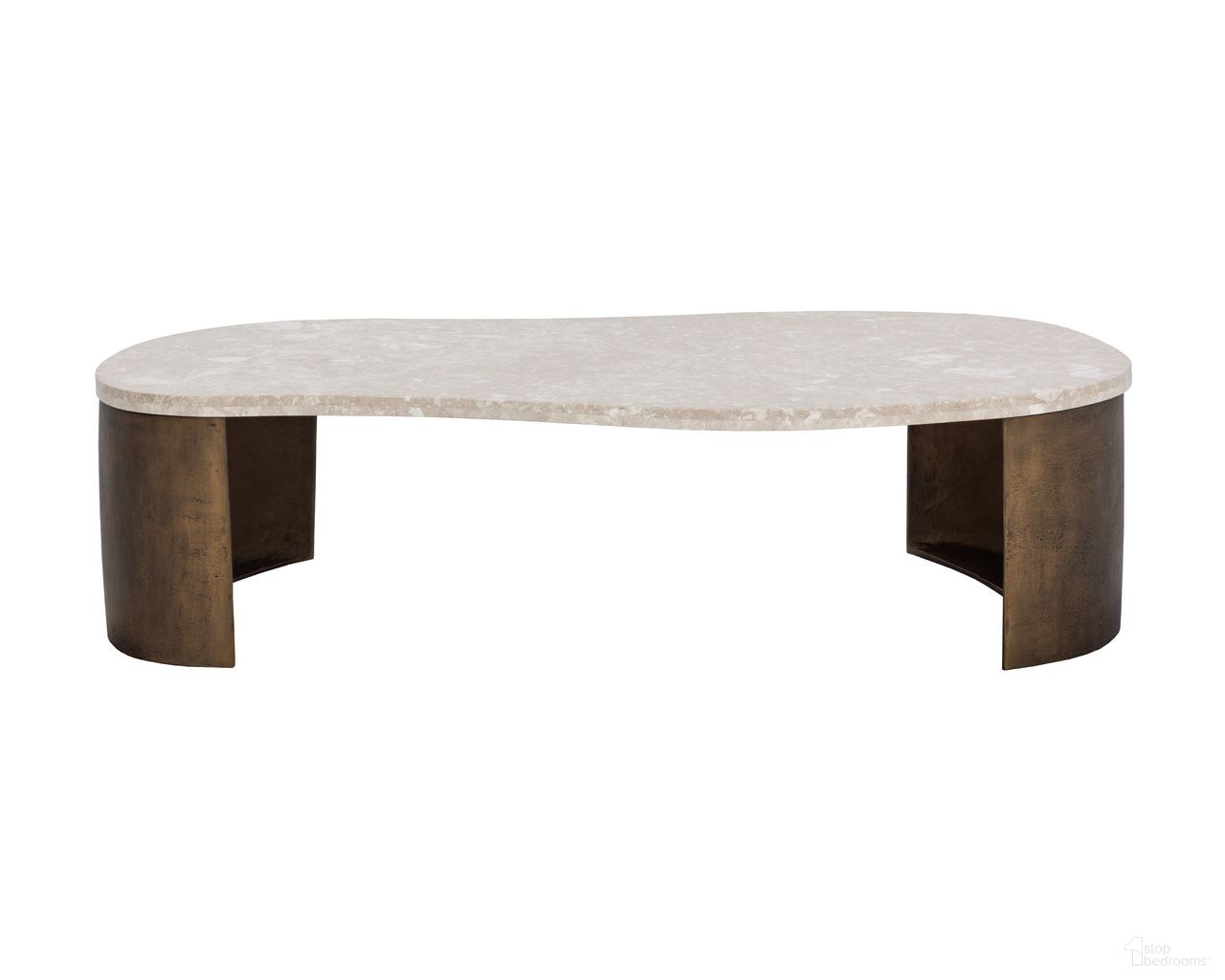 Nafisa Coffee Table In Greige and Antique Bronze