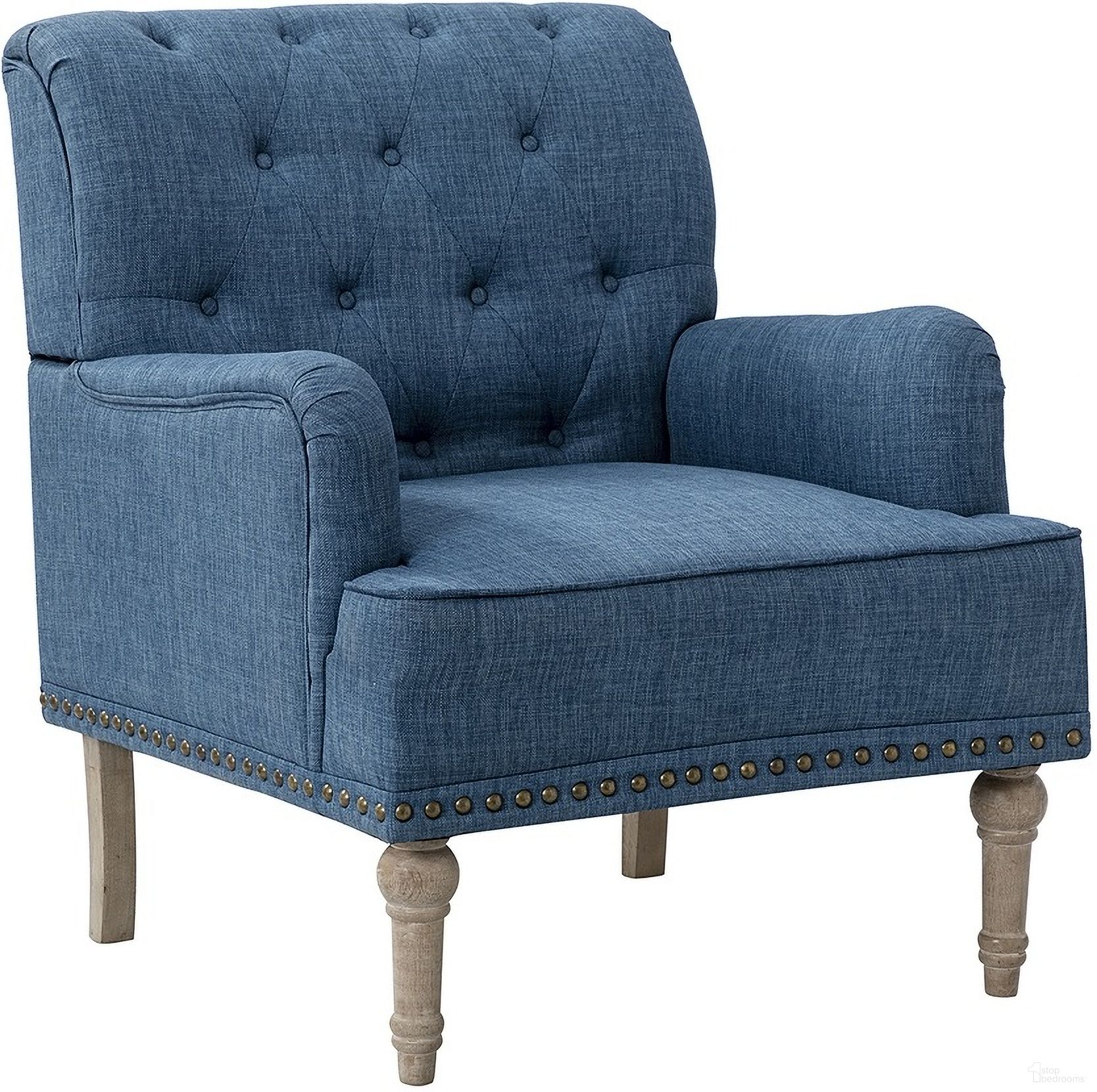 The appearance of Naida Armchair In Navy designed by Karat Home in the modern / contemporary interior design. This navy piece of furniture was selected by 1StopBedrooms from Naida Collection to add a touch of cosiness and style into your home. Sku: CHM0384-NAVY. Material: Linen Look Fabric.