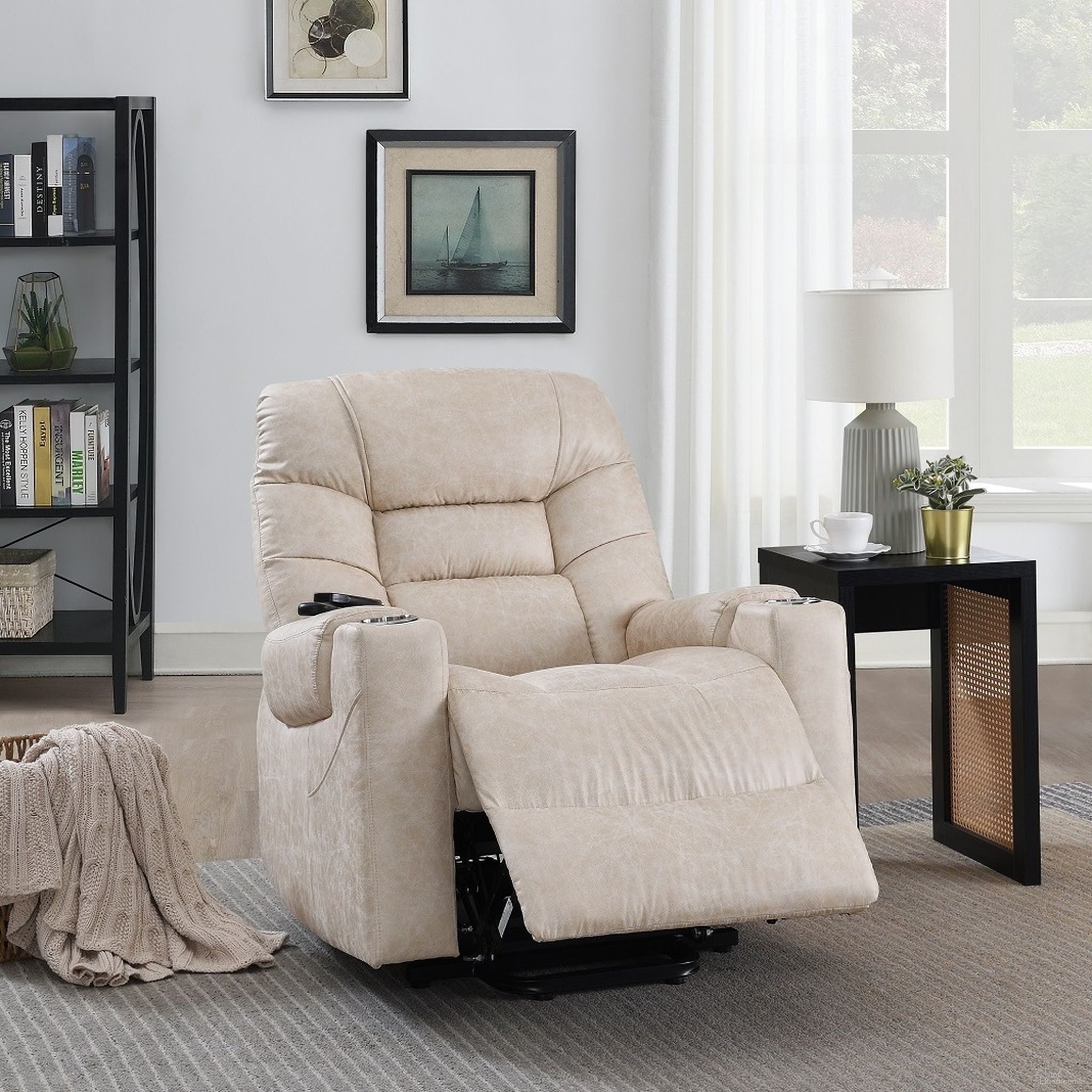The appearance of Nairi Power Recliner with Lift and Heating and Massage In Beige designed by ACME in the transitional interior design. This beige piece of furniture was selected by 1StopBedrooms from Nairi Collection to add a touch of cosiness and style into your home. Sku: LV02995. Material: Hardwood.