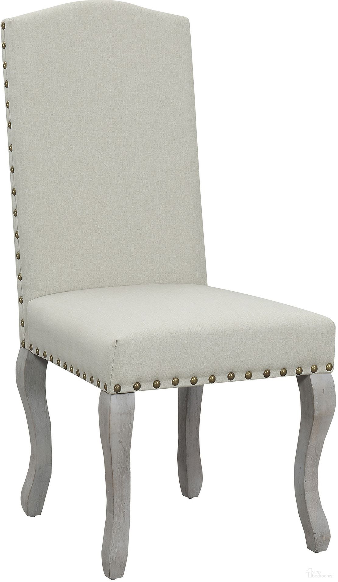 Nancy Victorian Accent Dining Chair Set of 2 In Light Beige