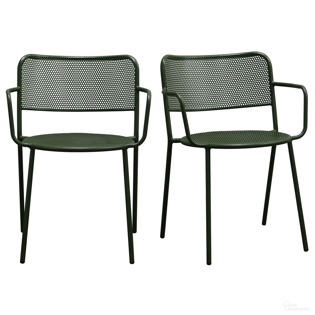 Nansen Stackable Outdoor Armchair Set of 2 In Dark Green