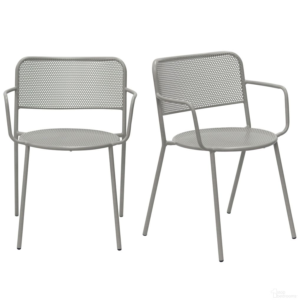 The appearance of Nansen Stackable Outdoor Armchair Set of 2 In Oyster Gray designed by Euro Style in the modern / contemporary interior design. This oyster gray piece of furniture was selected by 1StopBedrooms from Nansen Collection to add a touch of cosiness and style into your home. Sku: 90772-OYSGRY. Material: Steel.