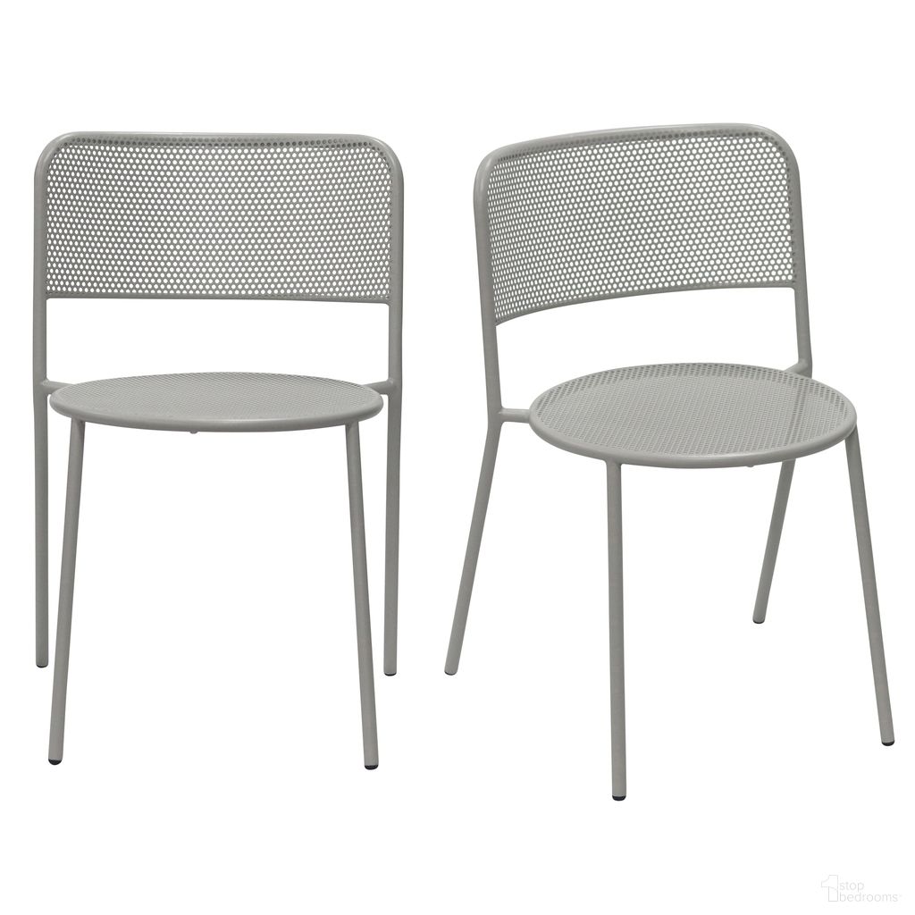 The appearance of Nansen Stackable Outdoor Side Chair Set of 2 In Oyster Gray designed by Euro Style in the modern / contemporary interior design. This oyster gray piece of furniture was selected by 1StopBedrooms from Nansen Collection to add a touch of cosiness and style into your home. Sku: 90770-OYSGRY. Material: Steel.