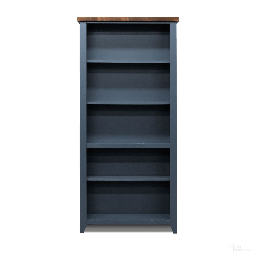 The appearance of Nantucket 72 Inch High 5-Shelf Bookcase In Blue Denim and Whiskey designed by Legends Home in the country / farmhouse interior design. This blue denim/whiskey piece of furniture  was selected by 1StopBedrooms from Nantucket Collection to add a touch of cosiness and style into your home. Sku: NT6672E.BWK. Material: Poplar Solid.