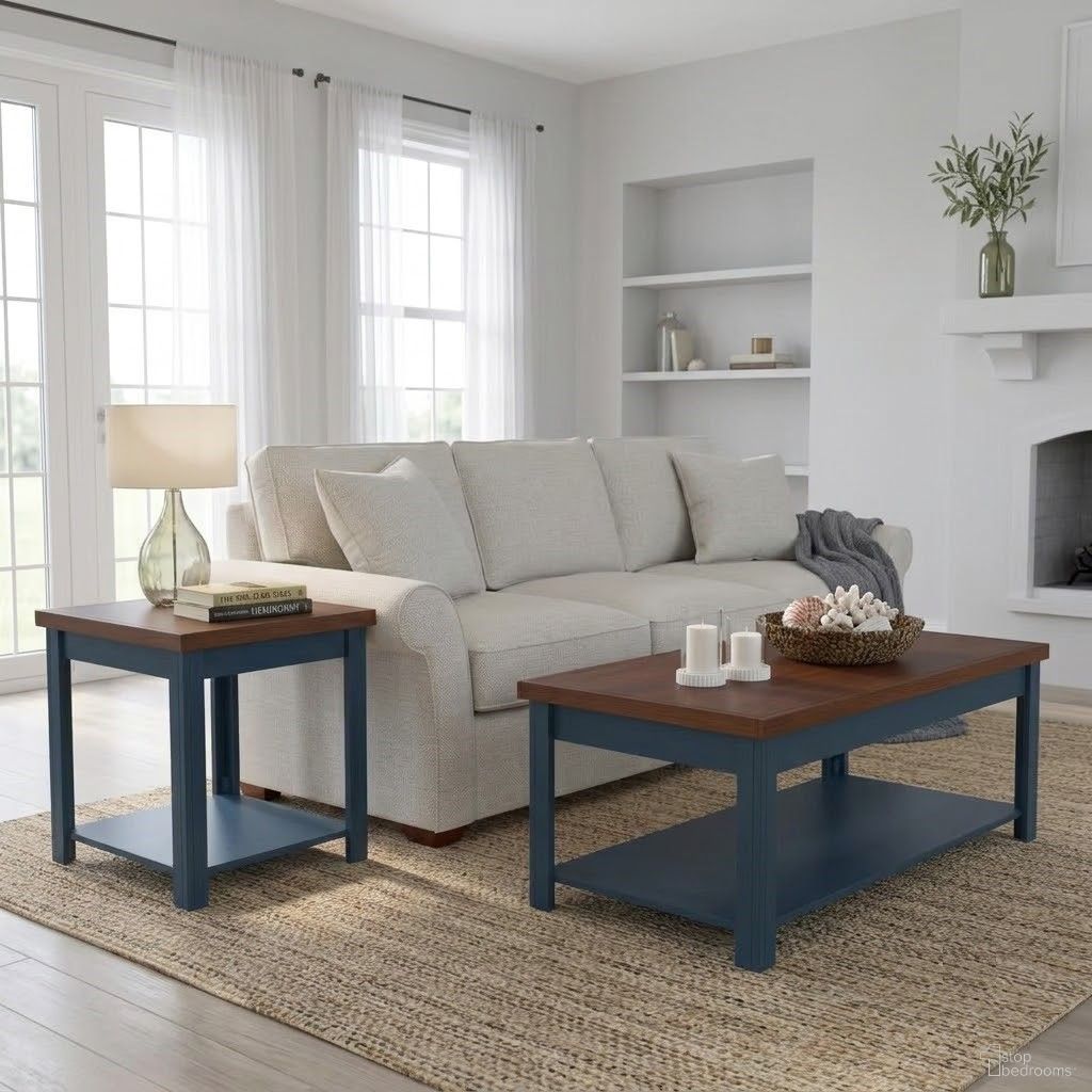 Nantucket Occasional Table Set In Blue Denim/Whiskey