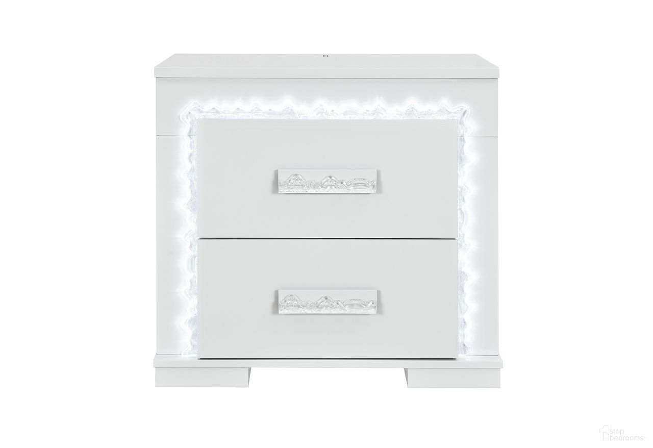 The appearance of Naomi Marble Nightstand with LED In Silver designed by Global Furniture USA in the modern / contemporary interior design. This silver piece of furniture was selected by 1StopBedrooms from Naomi Collection to add a touch of cosiness and style into your home. Sku: NAOMI-SILVER MARBLE-NS W/ LED. Material: Chip Board.