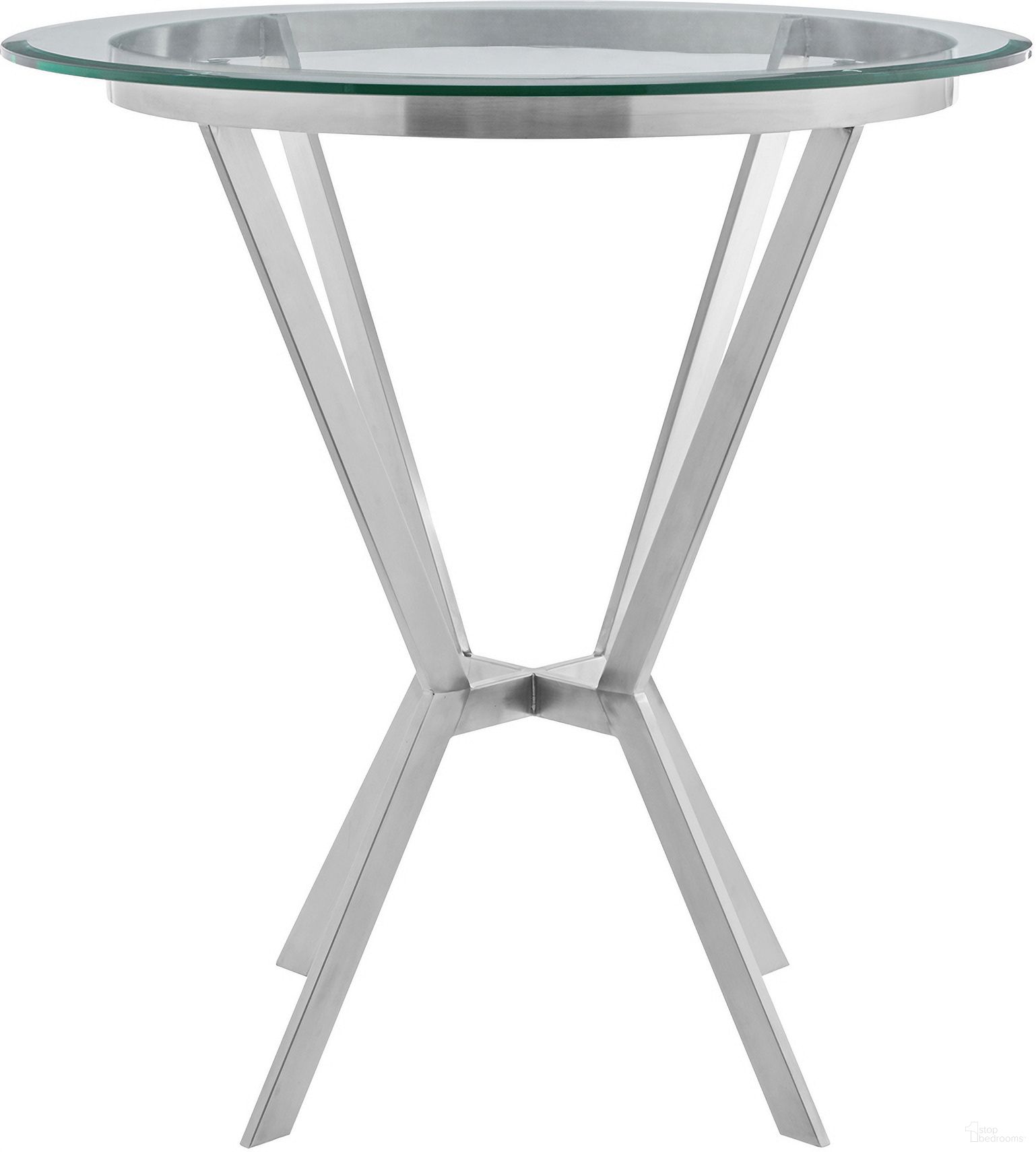 Naomi Round Glass and Brushed Stainless Steel Bar Table