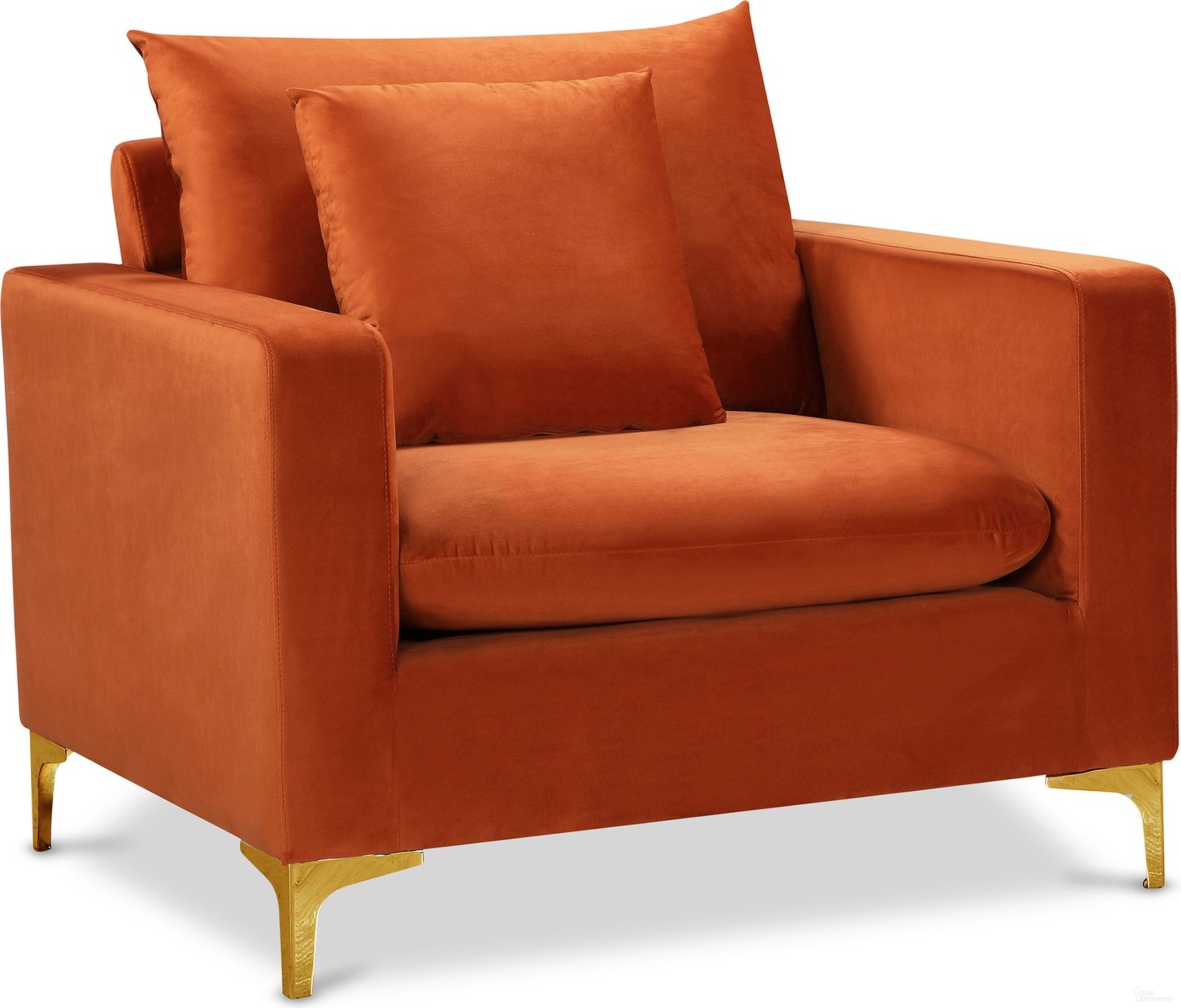 Naomi Velvet Chair In Cognac