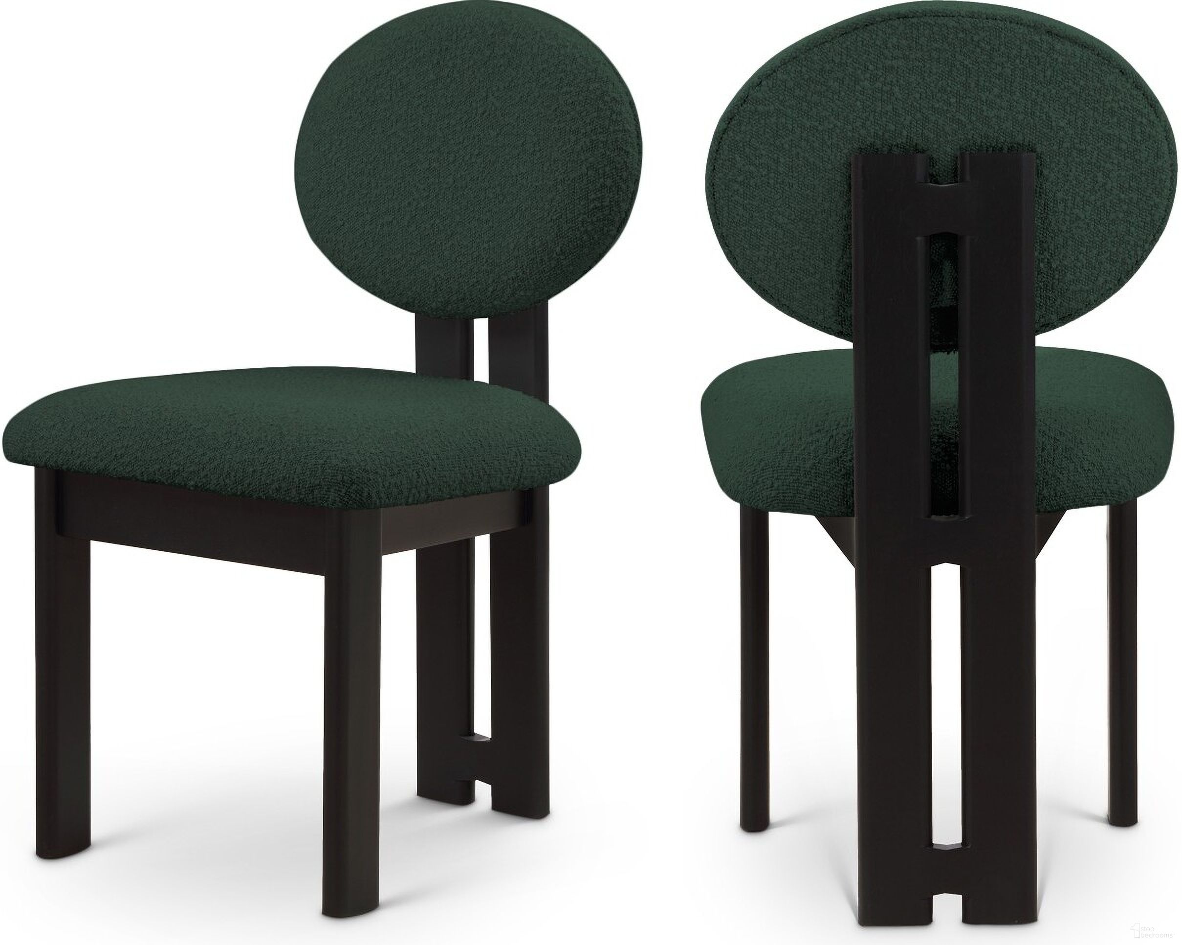 The appearance of Napa Boucle Fabric Dining Chair Set of 2 In Green/Black designed by Meridian in the transitional interior design. This green piece of furniture was selected by 1StopBedrooms from Napa Collection to add a touch of cosiness and style into your home. Sku: 490Green-C. Material: Wood. Chair Type: Side Chair.