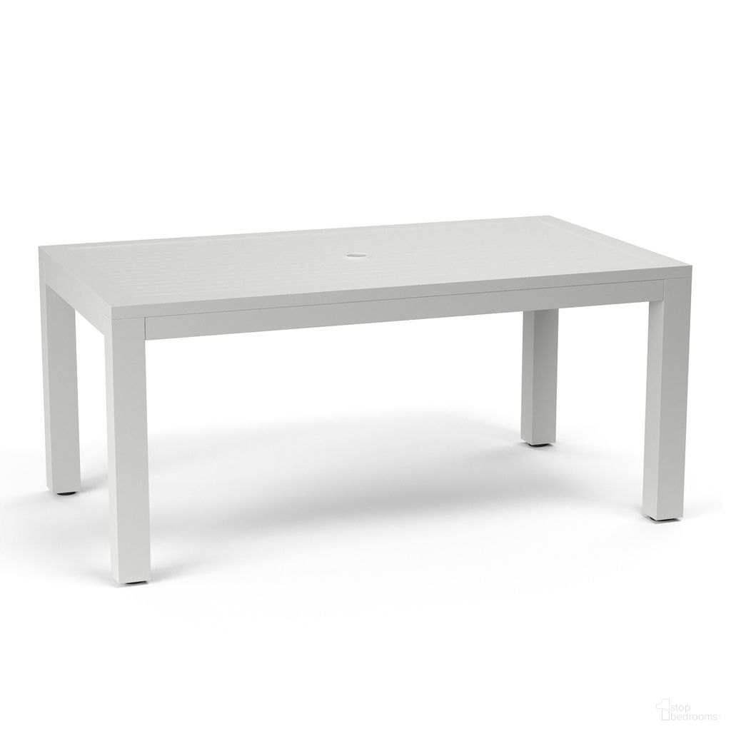 The appearance of Naples Rectangular 36 x 64 Dining Table in Satin White designed by Sunset West in the modern / contemporary interior design. This satin white piece of furniture  was selected by 1StopBedrooms from Naples Collection to add a touch of cosiness and style into your home. Sku: SW1101-T64. Material: Aluminum.