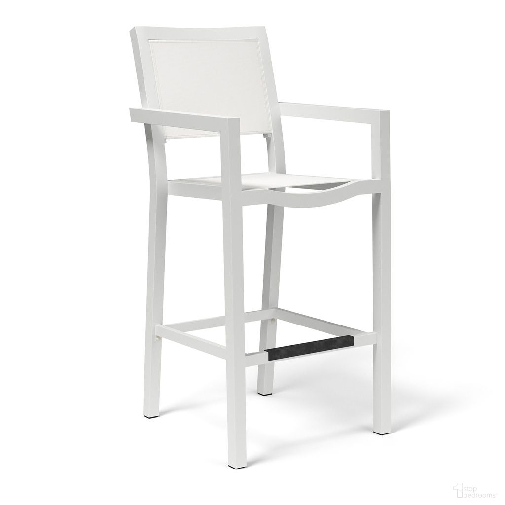 The appearance of Naples Sling Barstool in Satin White designed by Sunset West in the modern / contemporary interior design. This satin white piece of furniture  was selected by 1StopBedrooms from Naples Collection to add a touch of cosiness and style into your home. Sku: SW1101-7B. Material: Aluminum.