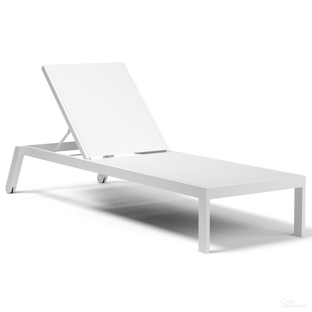 The appearance of Naples Stackable Chaise Lounge in Satin White designed by Sunset West in the modern / contemporary interior design. This satin white piece of furniture  was selected by 1StopBedrooms from Naples Collection to add a touch of cosiness and style into your home. Sku: SW1101-9. Material: Aluminum.
