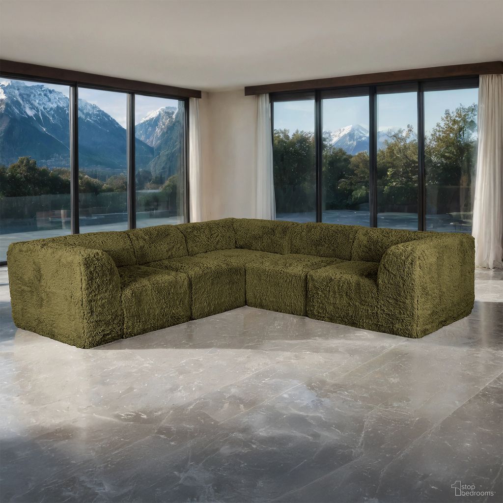 The appearance of Nappi L-Sectional C In Olive Green designed by Furniture of America in the modern / contemporary interior design. This olive green piece of furniture was selected by 1StopBedrooms from Nappi Collection to add a touch of cosiness and style into your home. Sku: FM62102GR-AC;FM62102GR-AC;FM62102GR-CNR;FM62102GR-CNR;FM62102GR-CNR. Material: Faux Fur.