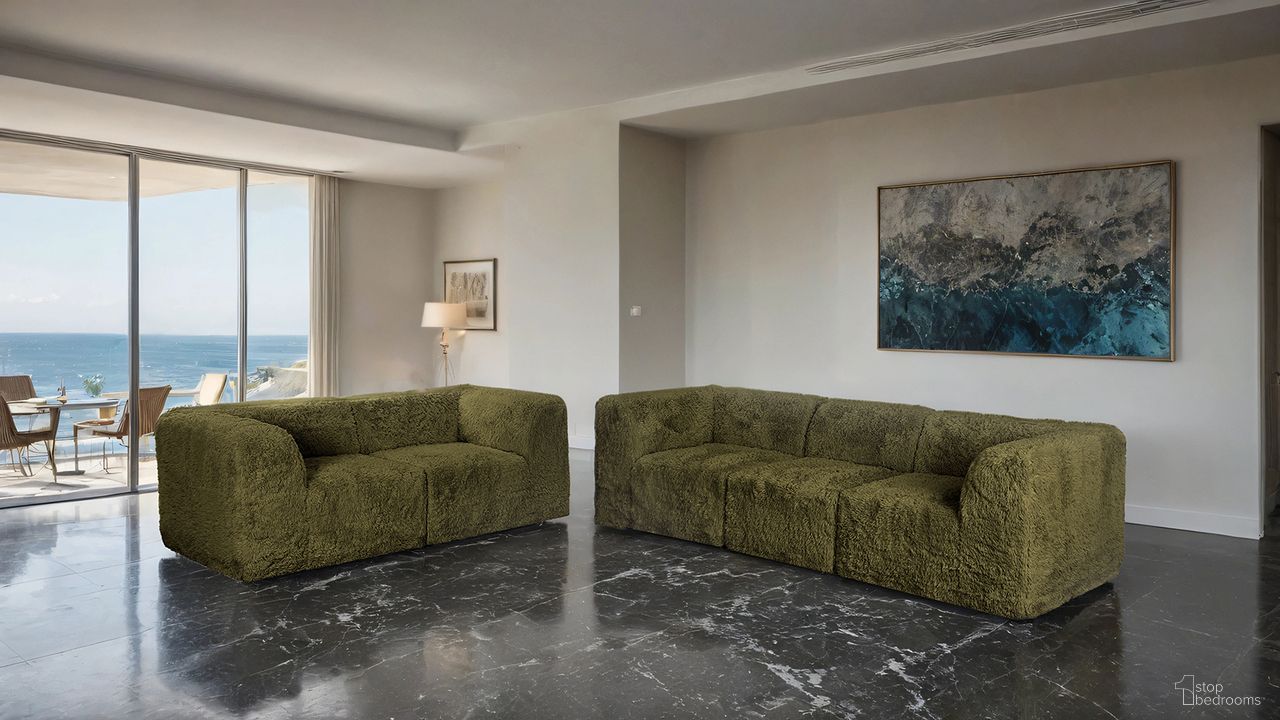 Nappi Living Room Set In Olive Green